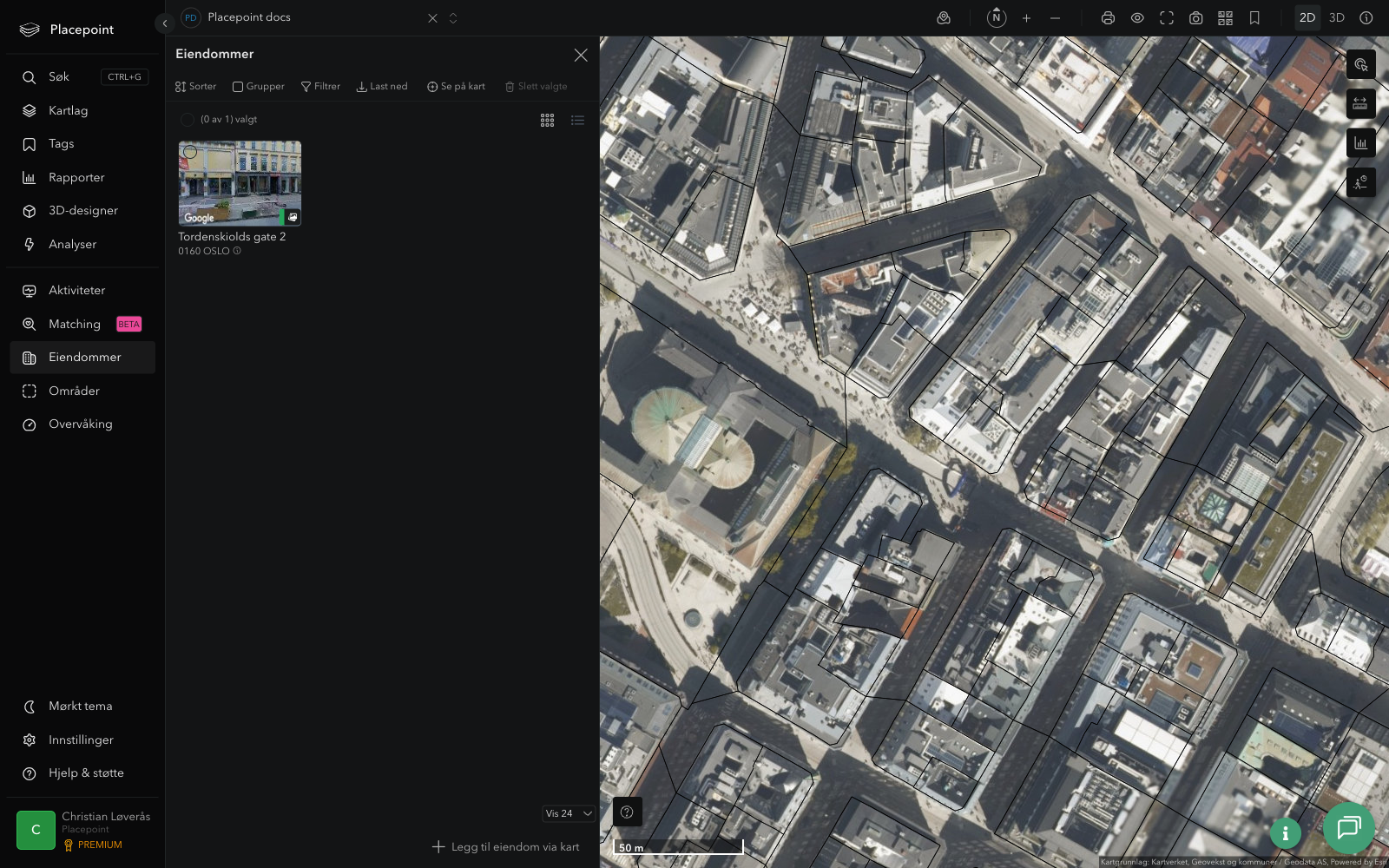Eiendommer i prosjekt - gridvisning