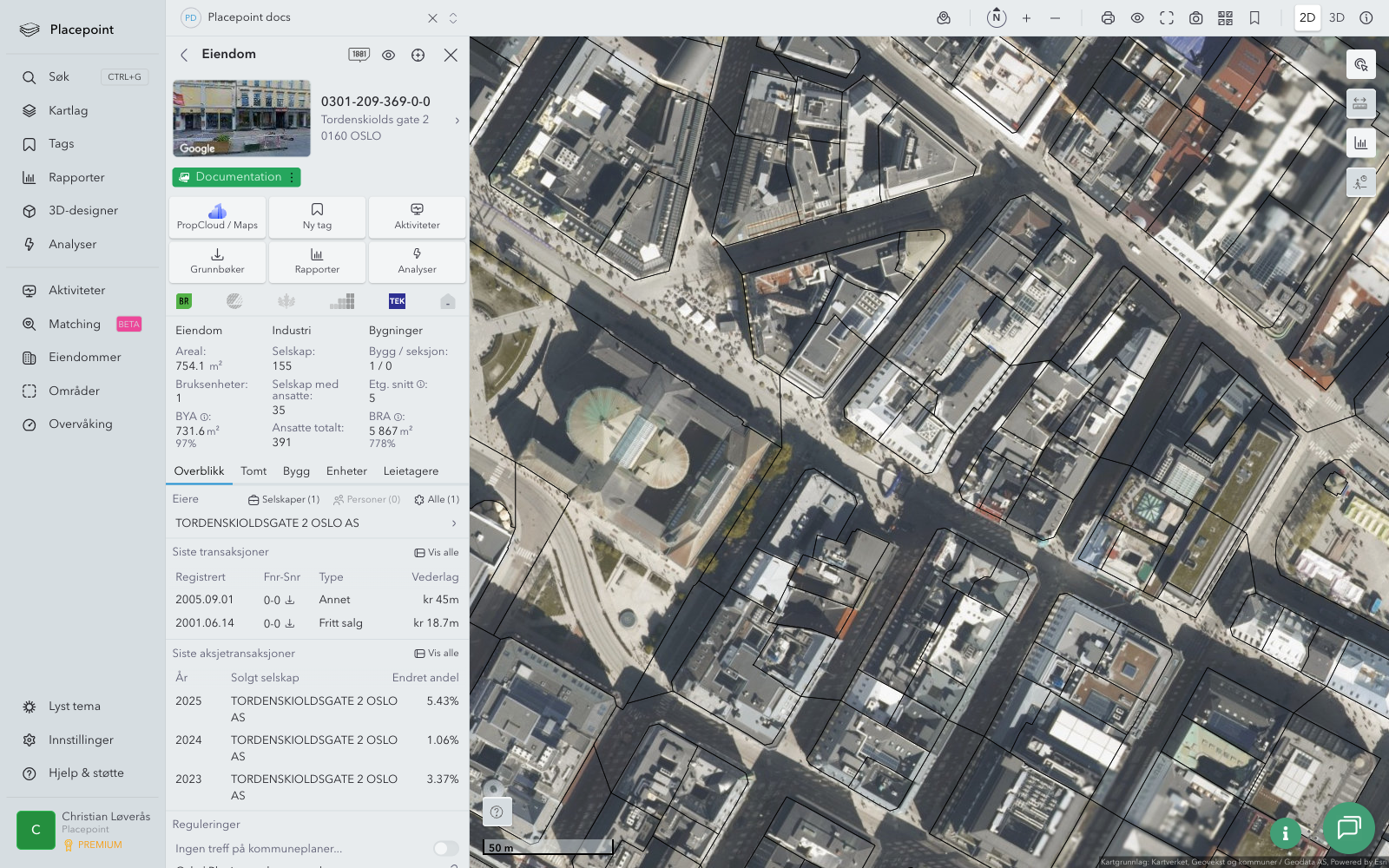 Tags i eiendomspanelet