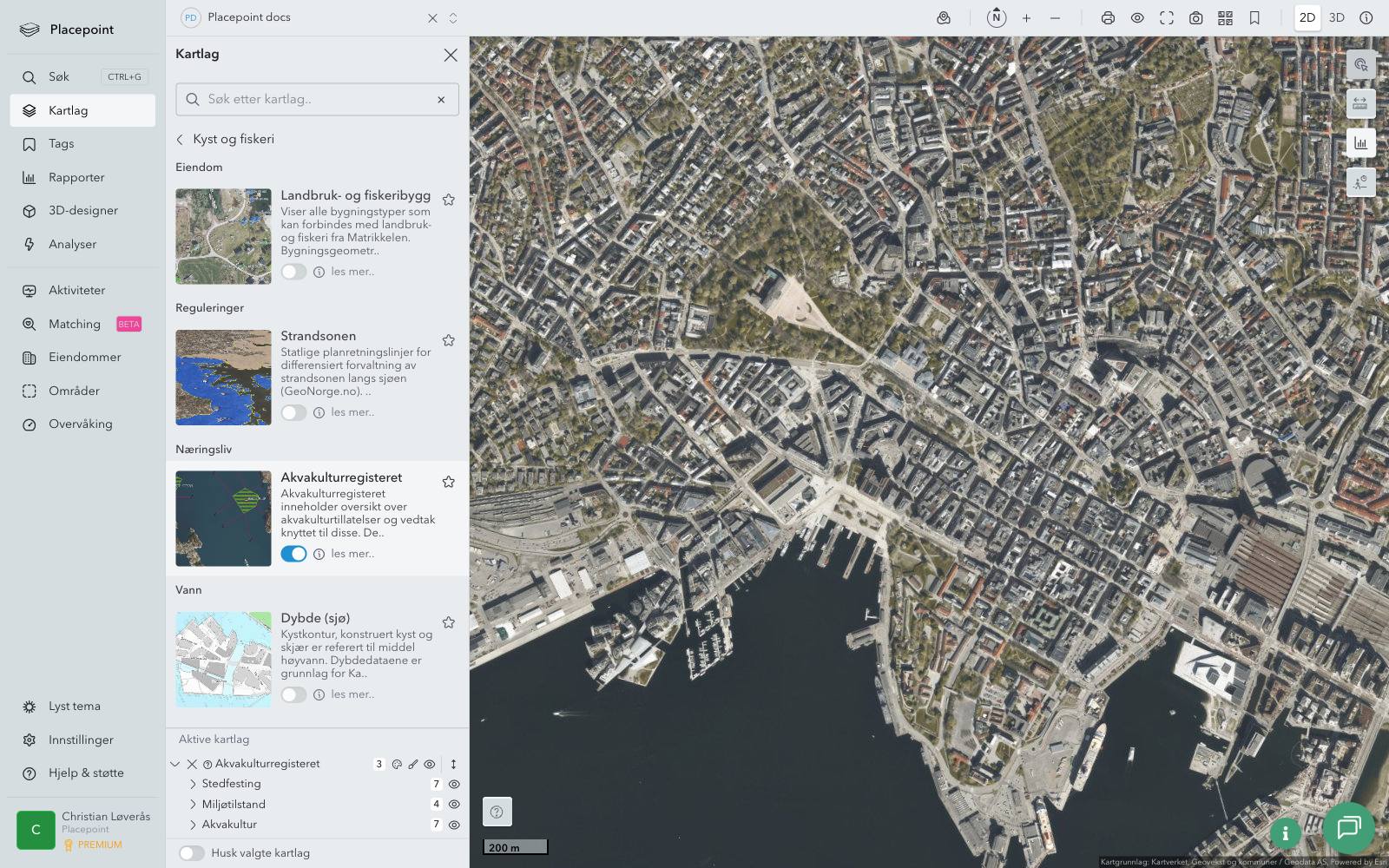 Kartlag Kyst og fiskeri - Akvakulturregisteret aktivert