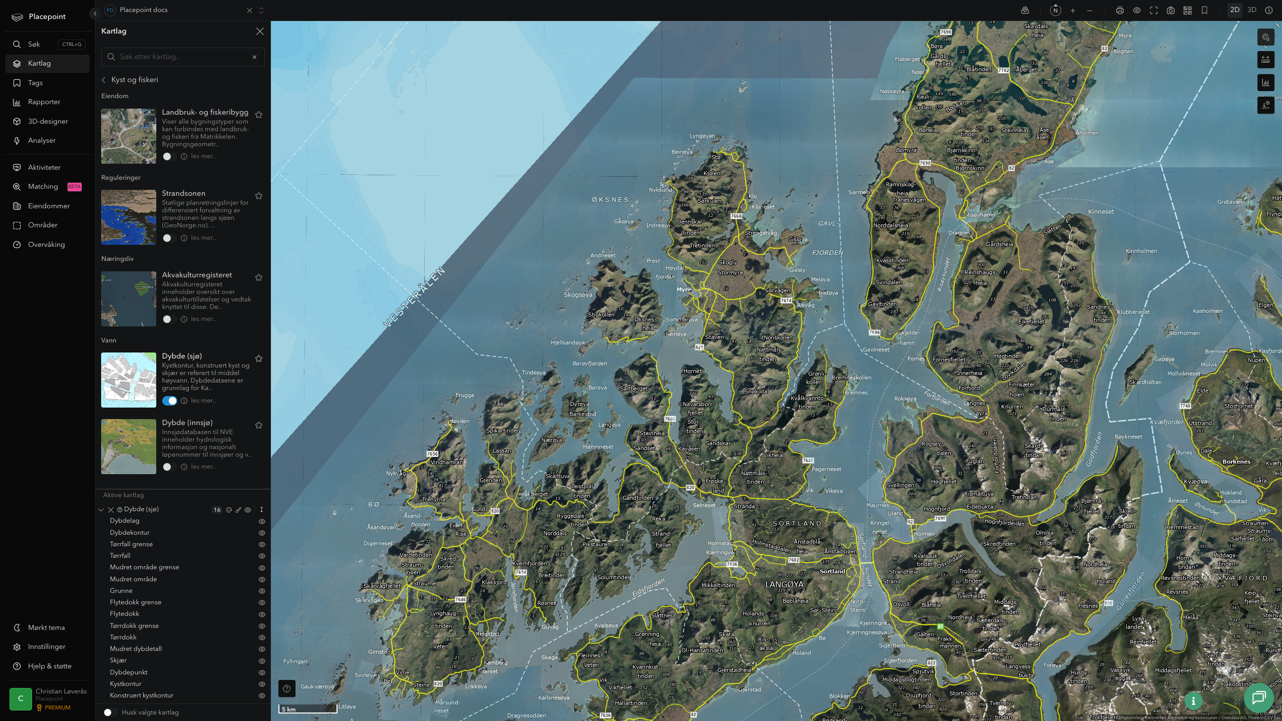 Dybde (sjø) i Placepoint