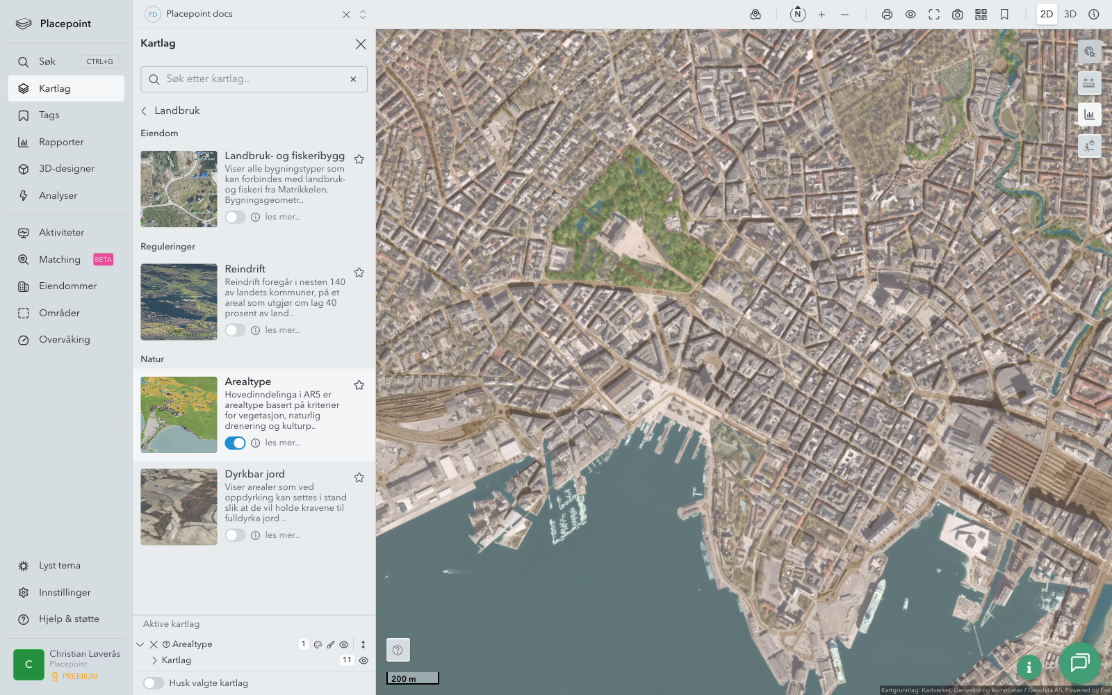 Kartlag Landbruk - Arealtype aktivert