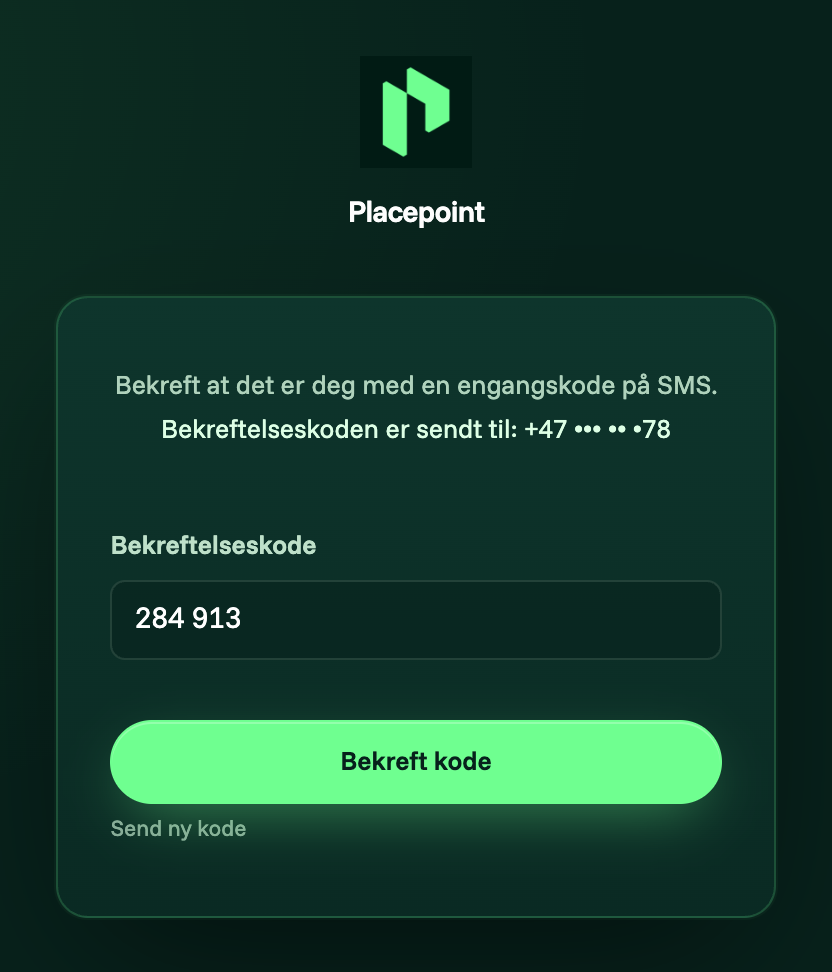 Engangskode på SMS (tofaktor)