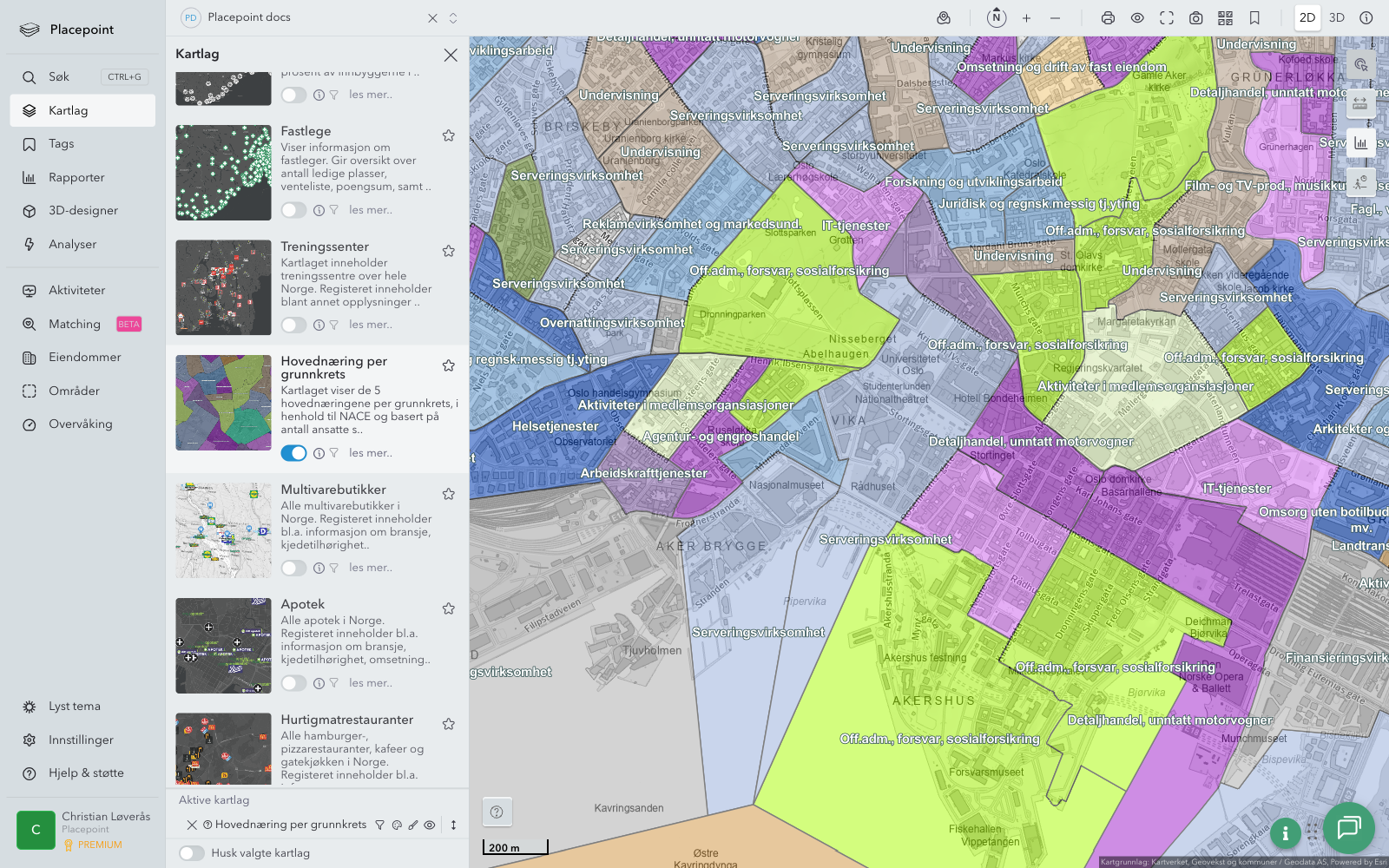 Hovednæring per grunnkrets
