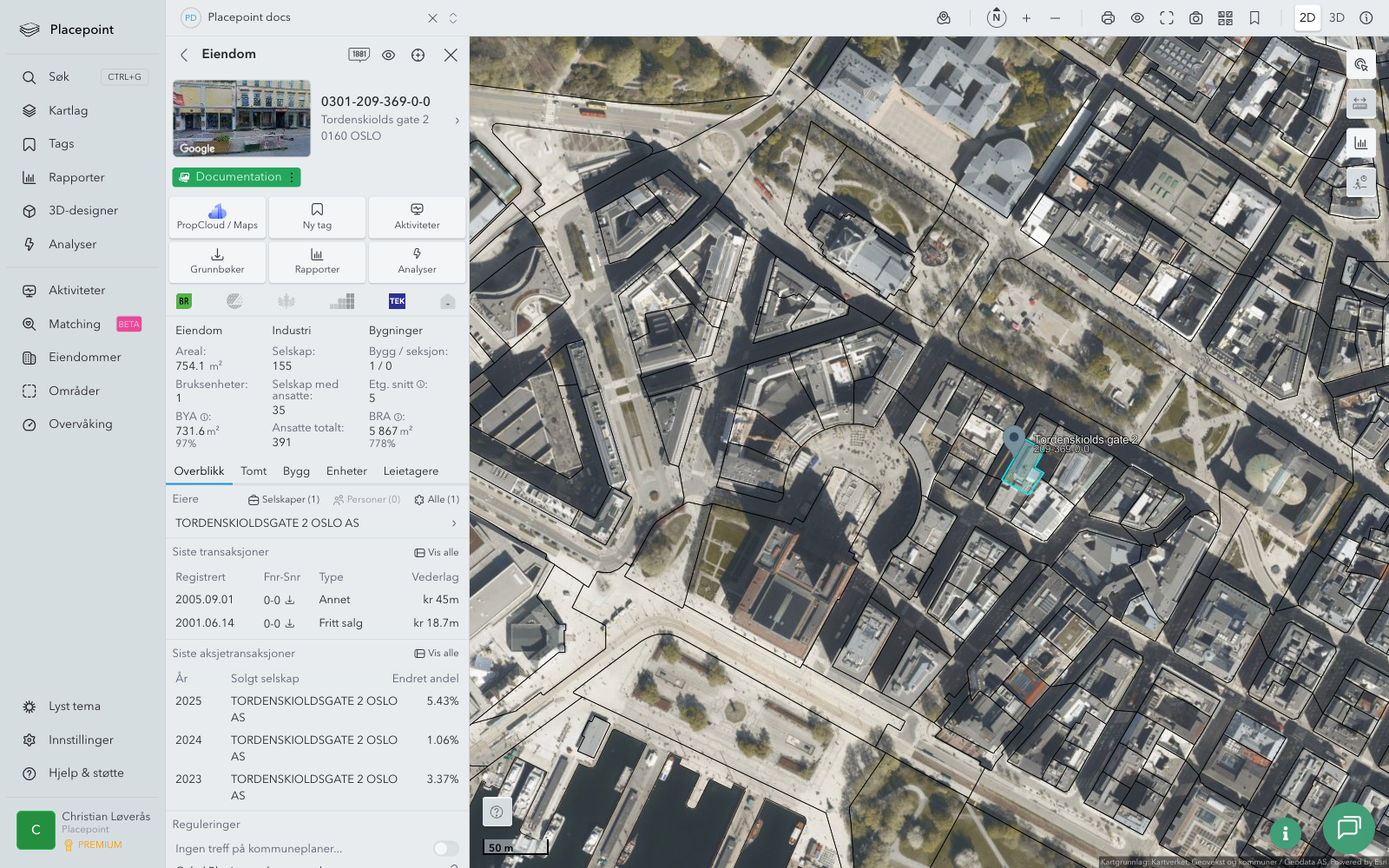 Oversikt over Placepoints fire områder