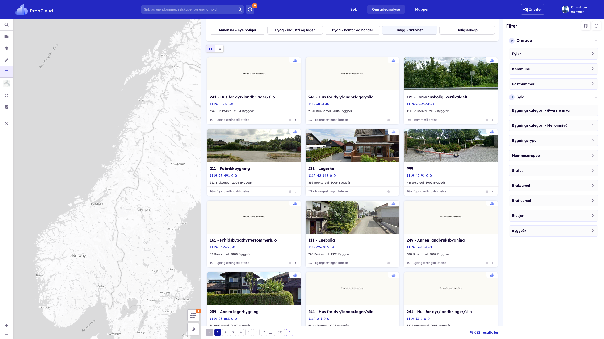Områdeanalyse, kategori Bygg - aktivitet