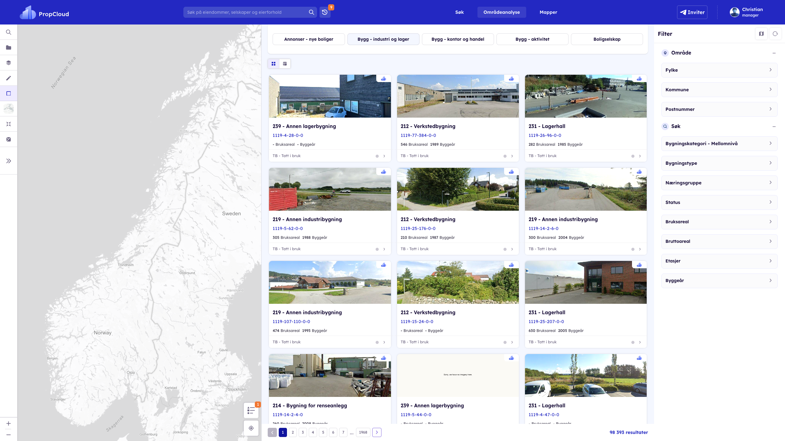 Områdeanalyse, kategori Bygg - industri og lager