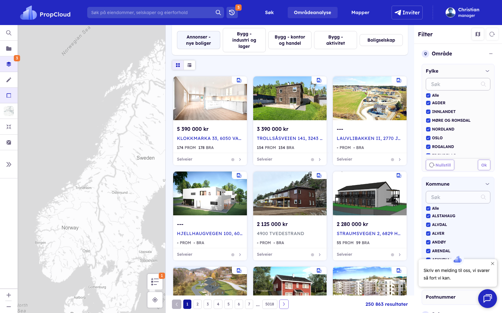 Kommune-filter åpent