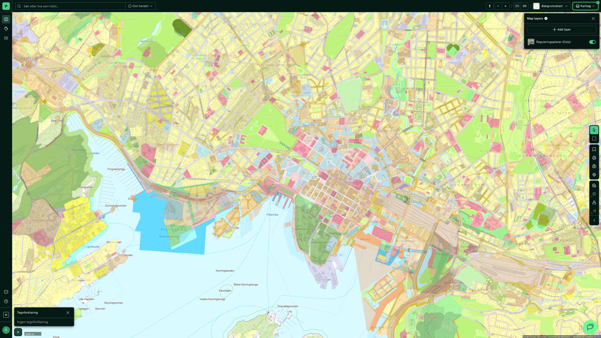 Kartlag Reguleringer - Reguleringsplaner (Oslo) aktivert