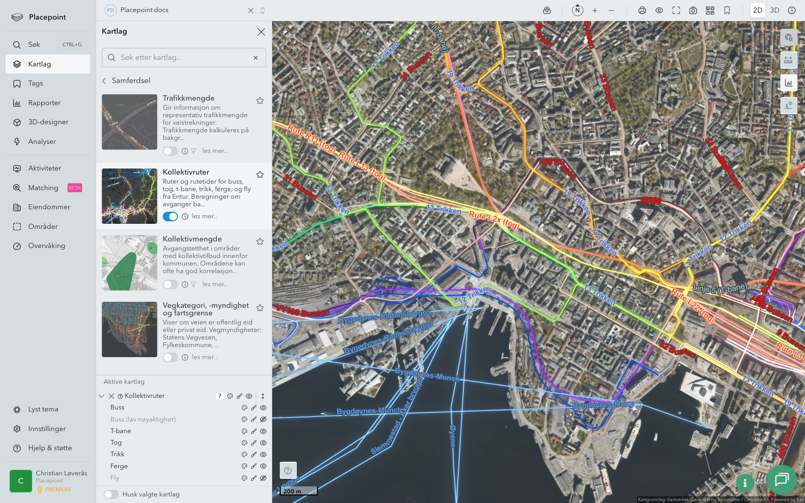 Kartlag Samferdsel - Kollektivruter aktivert