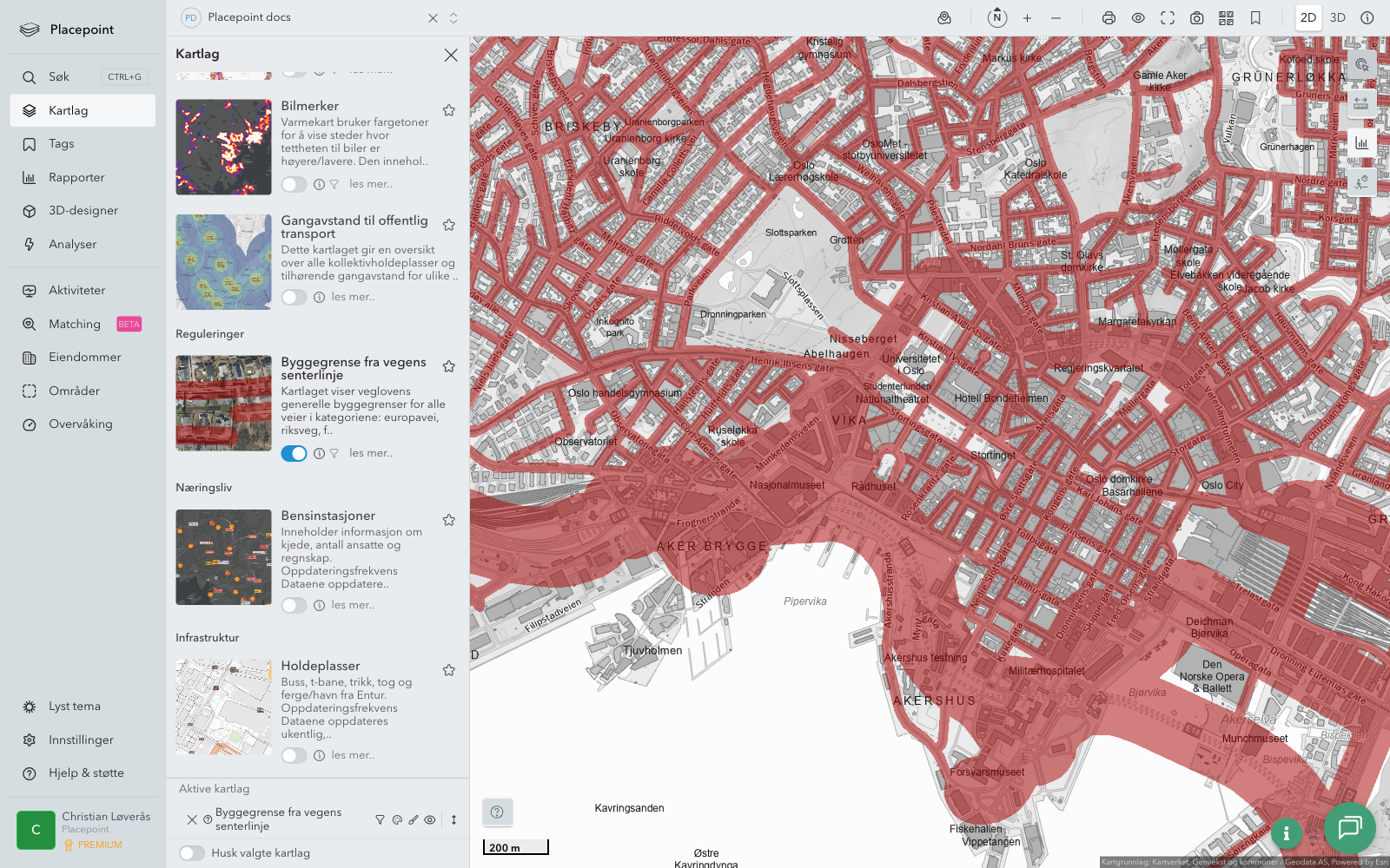 Byggegrense fra vegens senterlinje