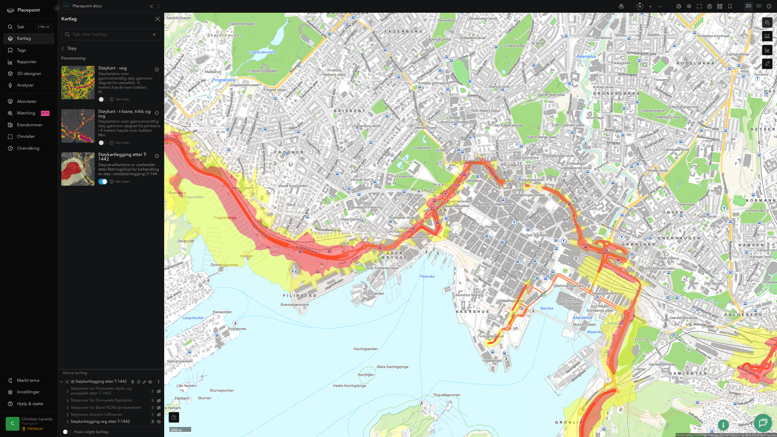 Kartlag Støy - Støykartlegging etter T-1442 aktivert