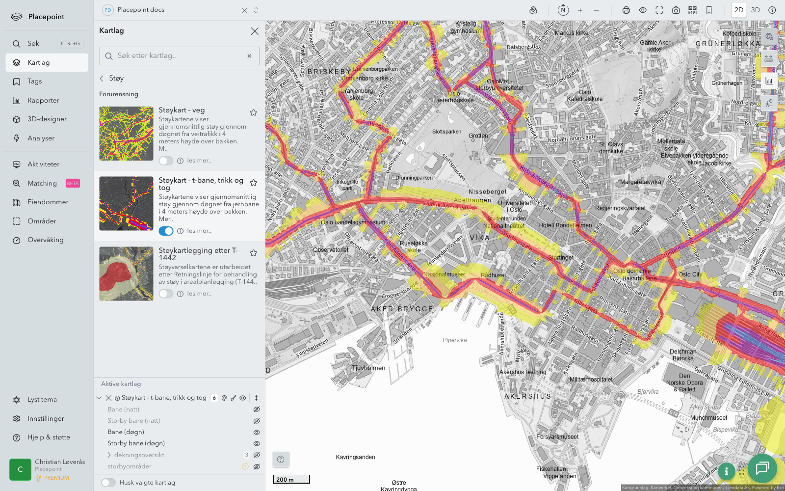 Støykart - t-bane, trikk og tog