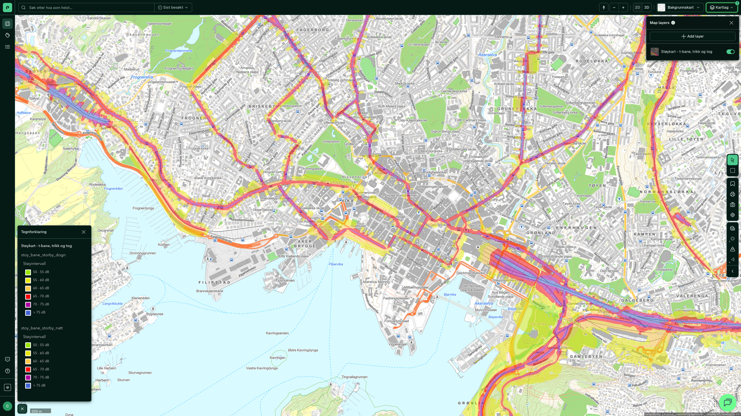 Støykart - t-bane, trikk og tog i Placepoint