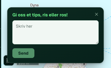 Tilbakemeldingsfeltet nede til venstre