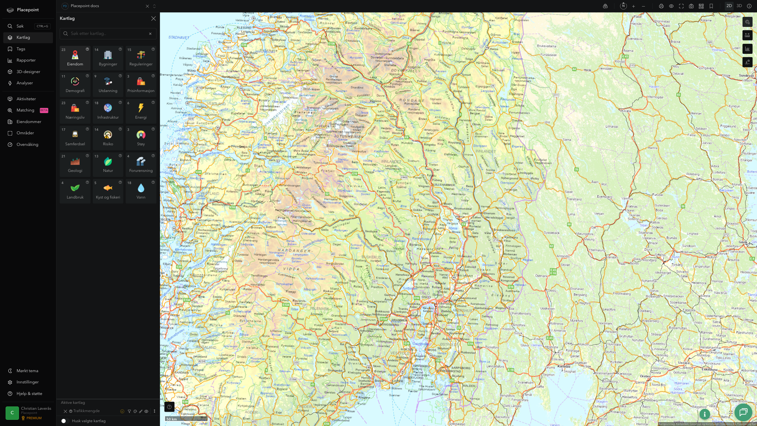 Innlandet - trafikkmengde (ÅDT)