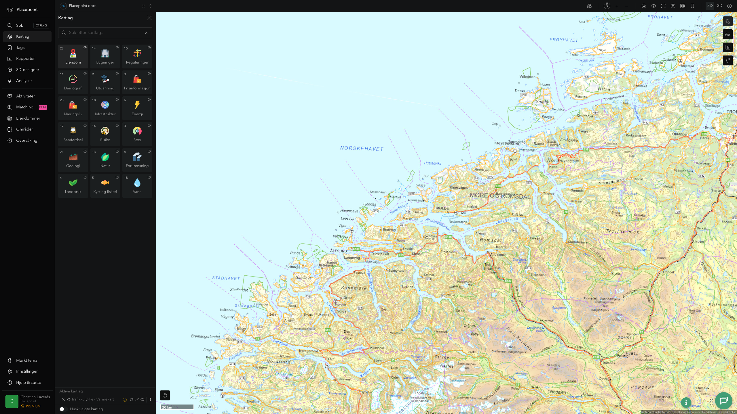 Møre og Romsdal - trafikkulykker (varmekart)