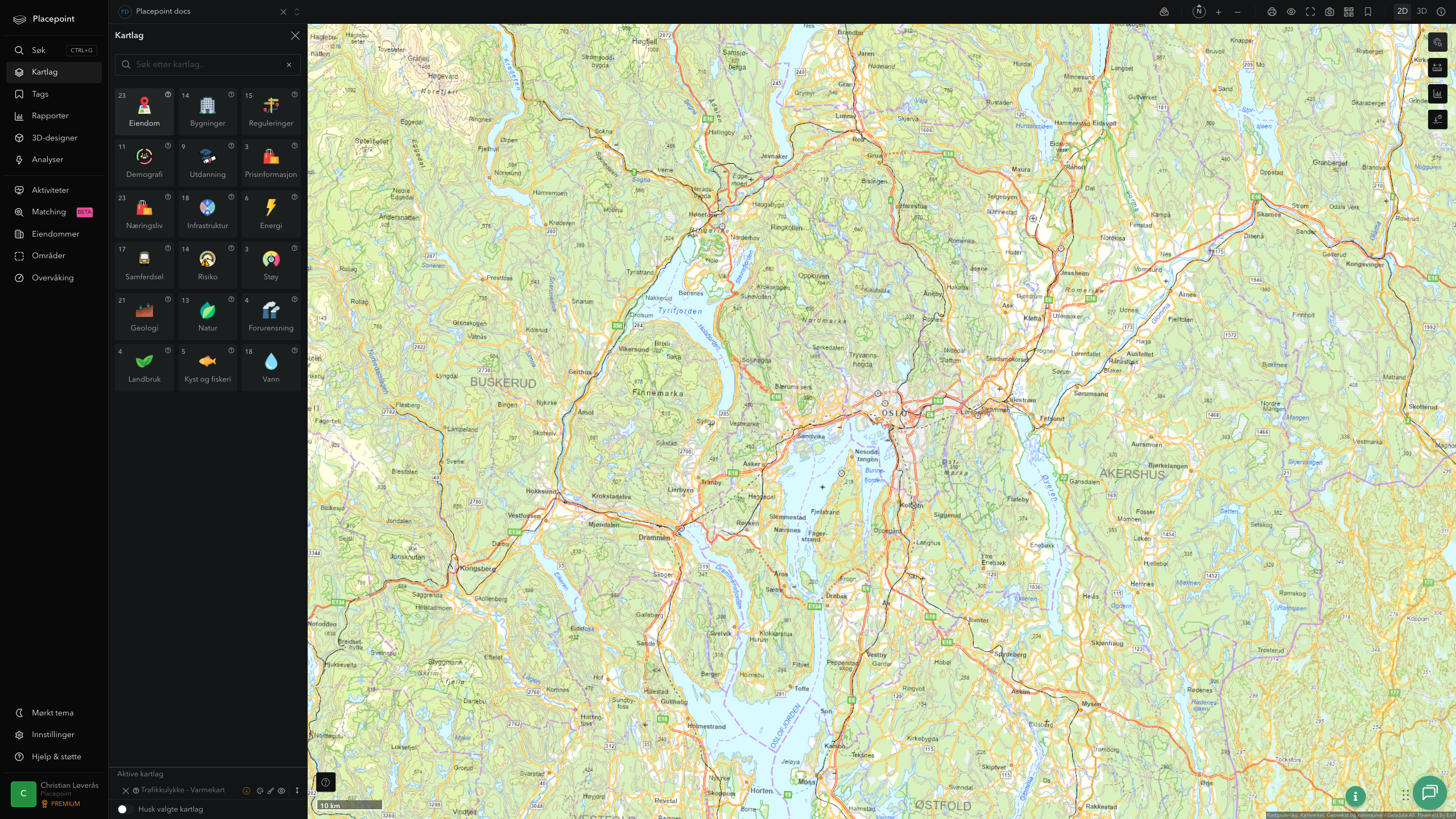 Oslo - trafikkulykker (varmekart)