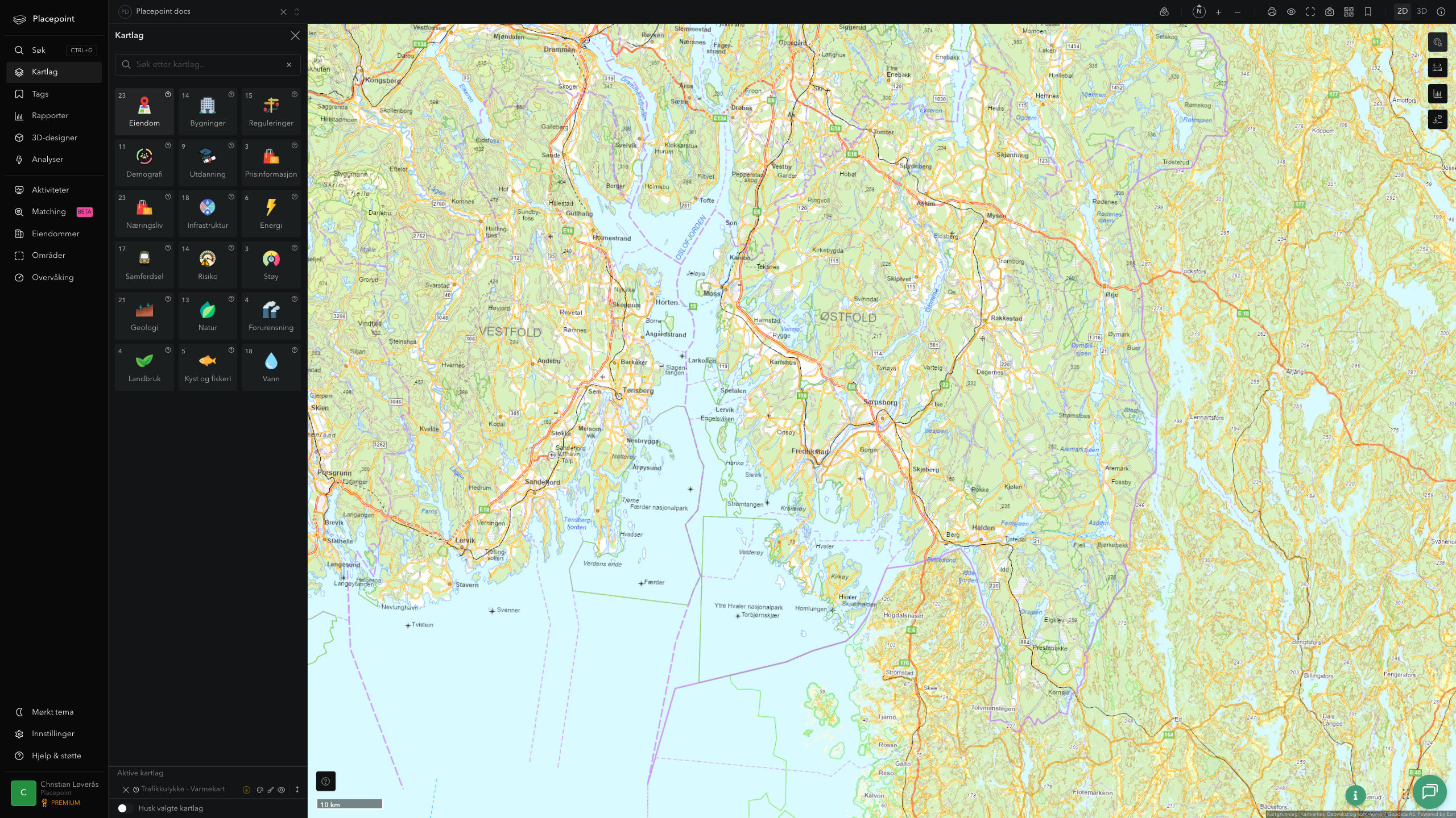 Østfold - trafikkulykker (varmekart)