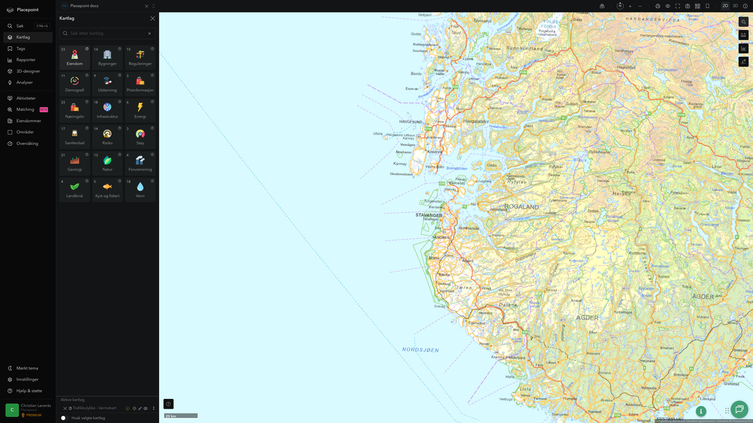 Rogaland - trafikkulykker (varmekart)