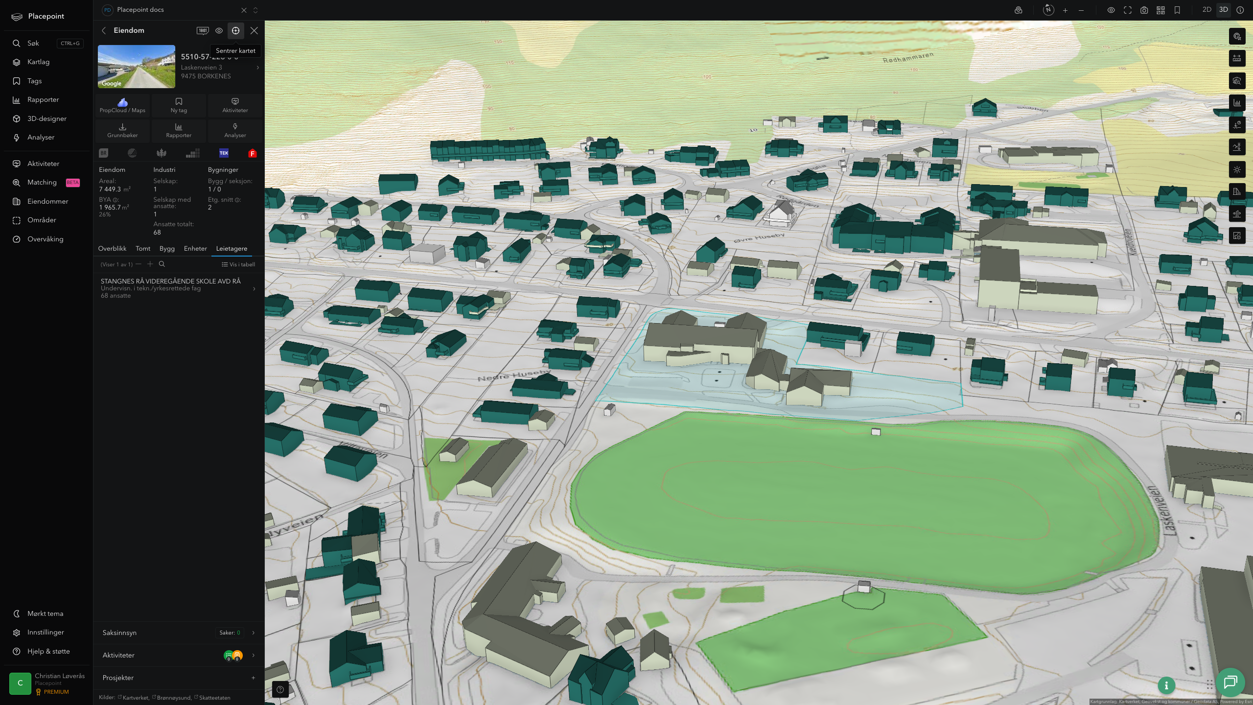 Et av fylkeskommunens bygg i 3D