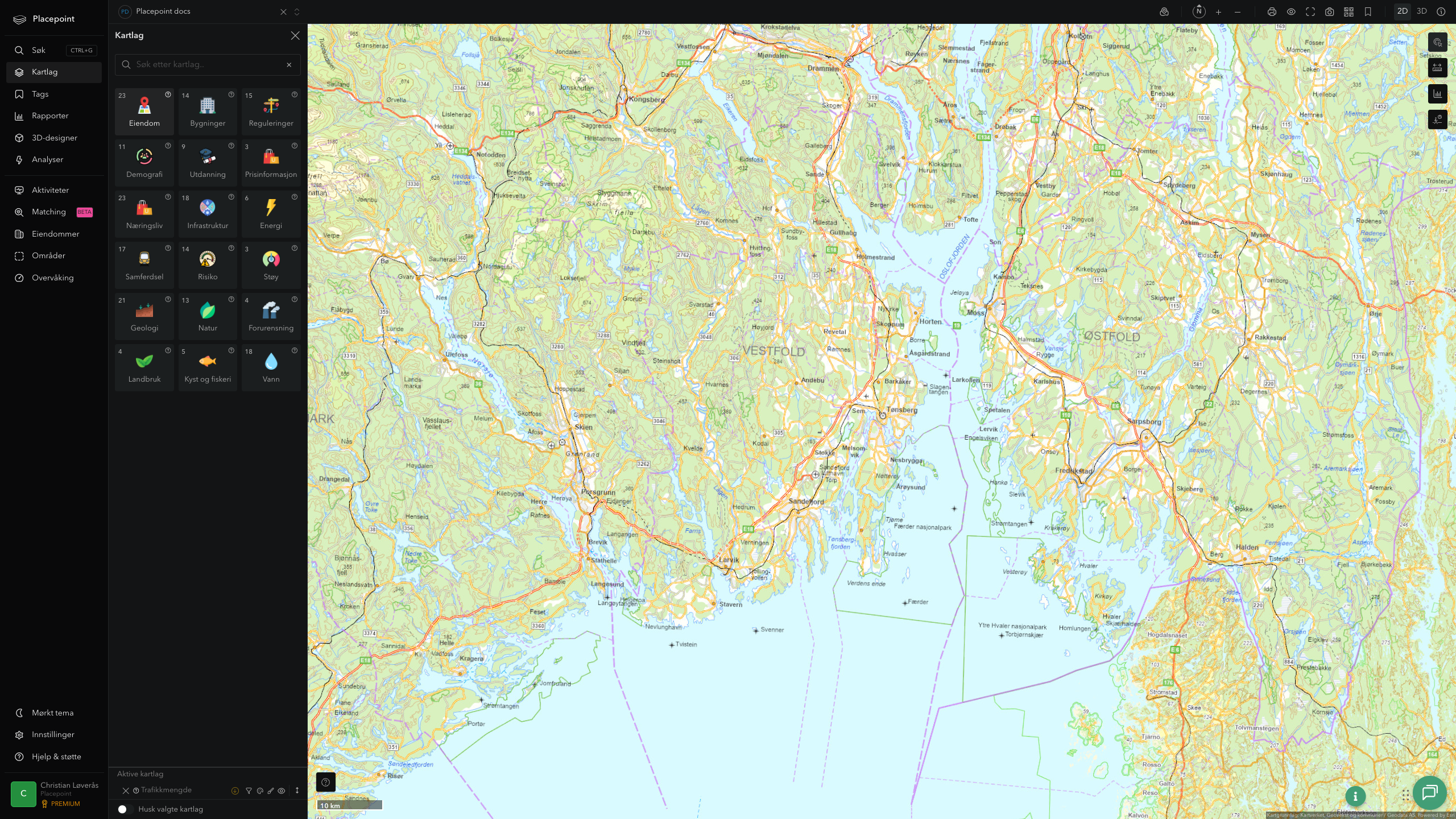 Vestfold - trafikkmengde (ÅDT)