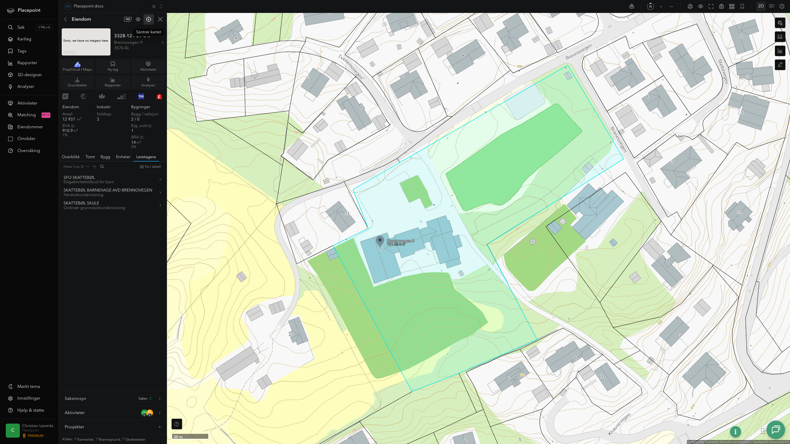 Eiendomspanel for en av Ål kommunes eiendommer