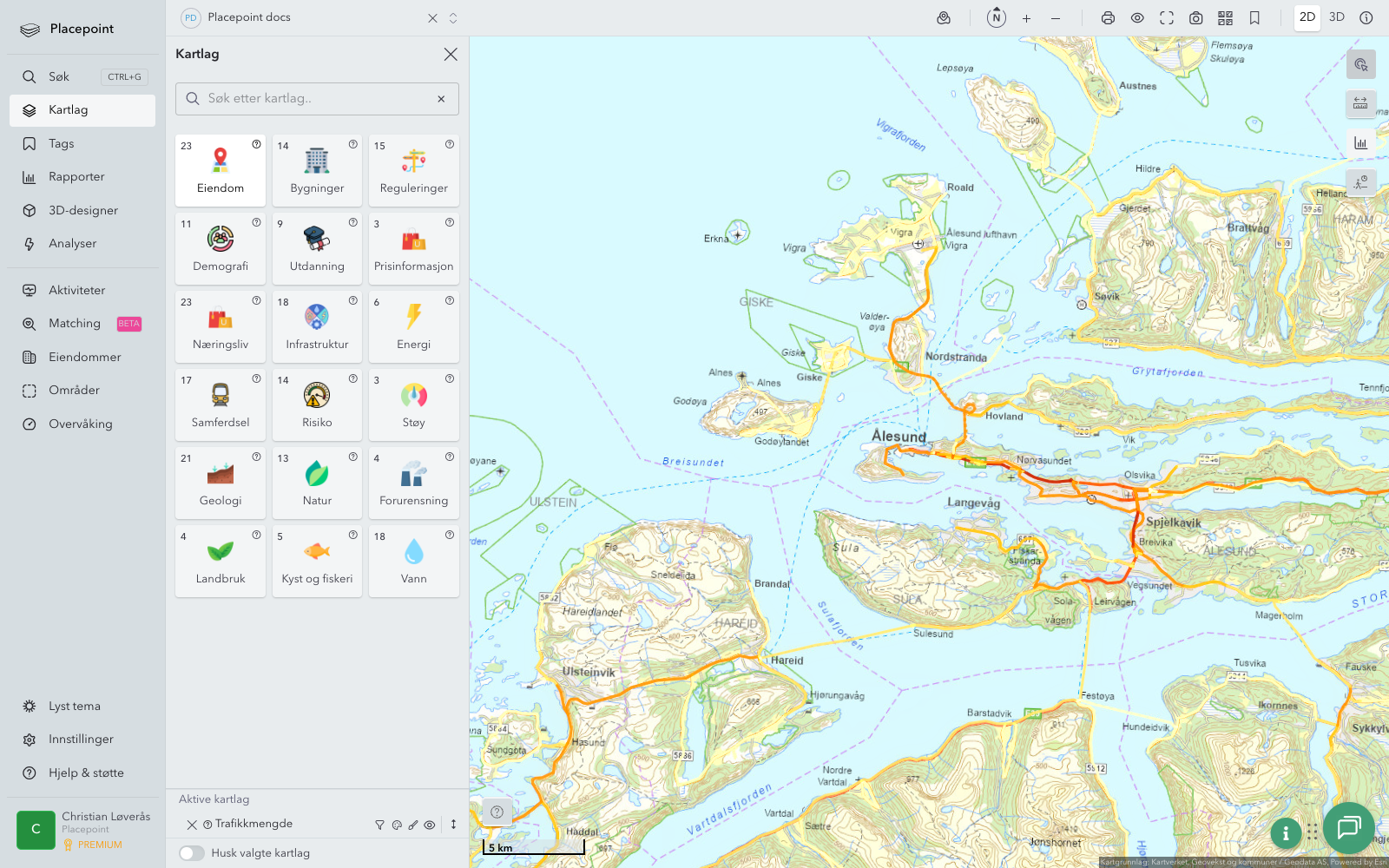 Ålesund - trafikkmengde (ÅDT)