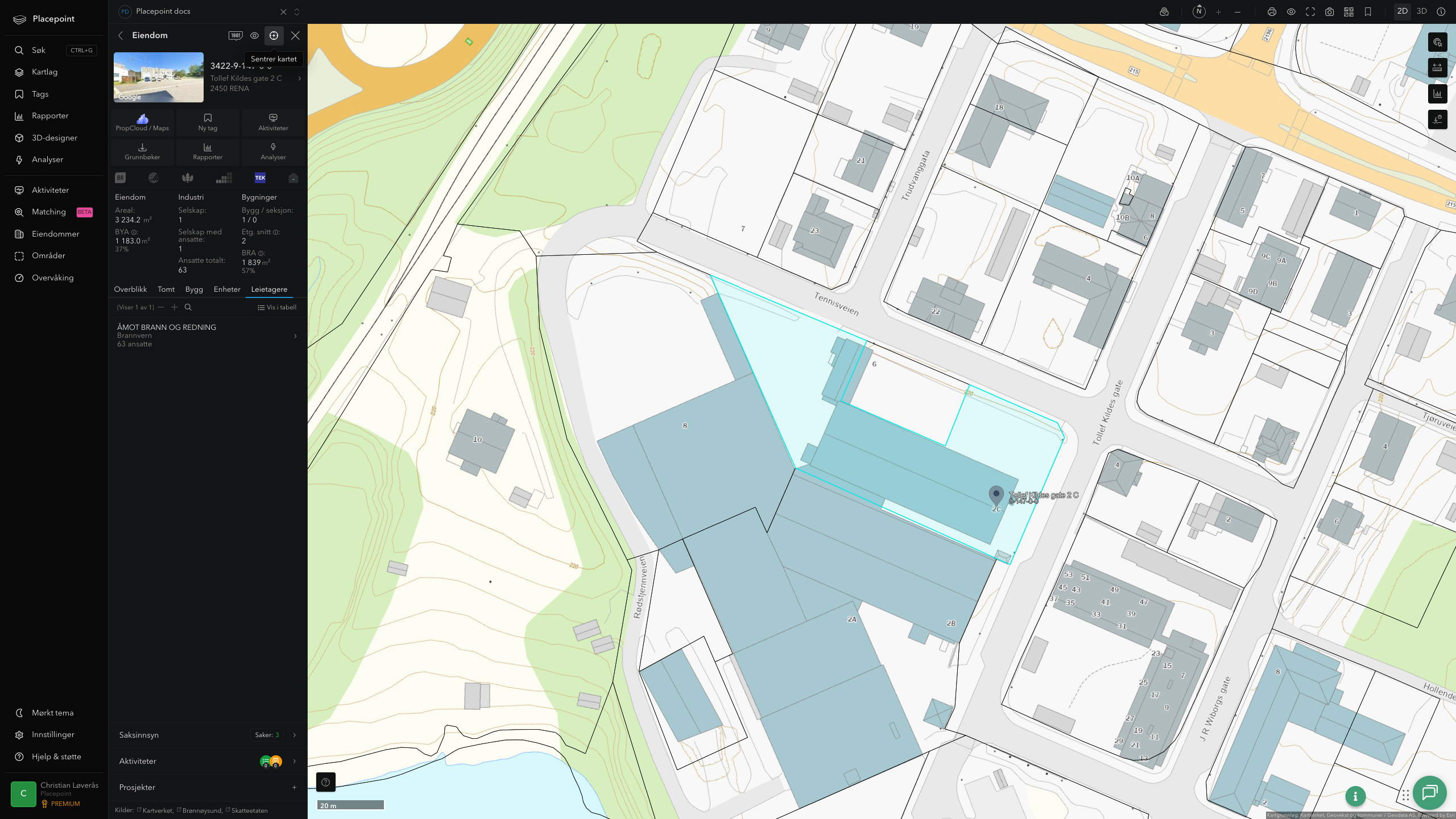 Eiendomspanel for en av Åmot kommunes eiendommer