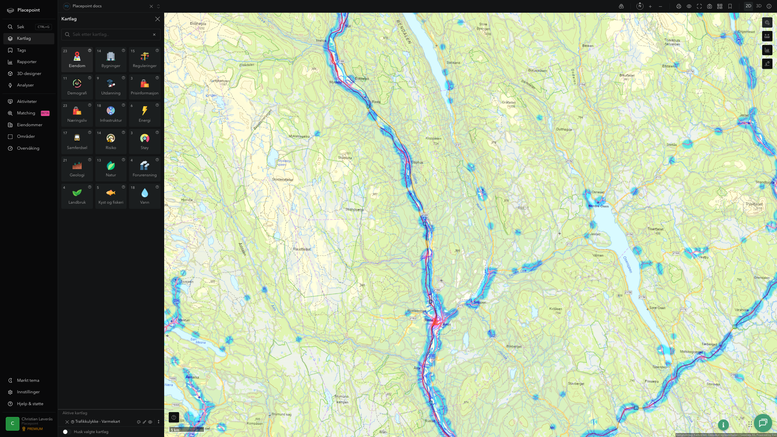 Åmot - trafikkulykker (varmekart)