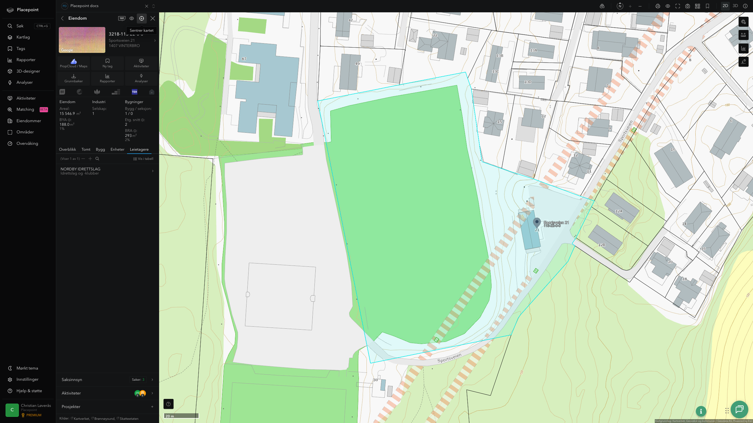 Eiendomspanel for en av Ås kommunes eiendommer