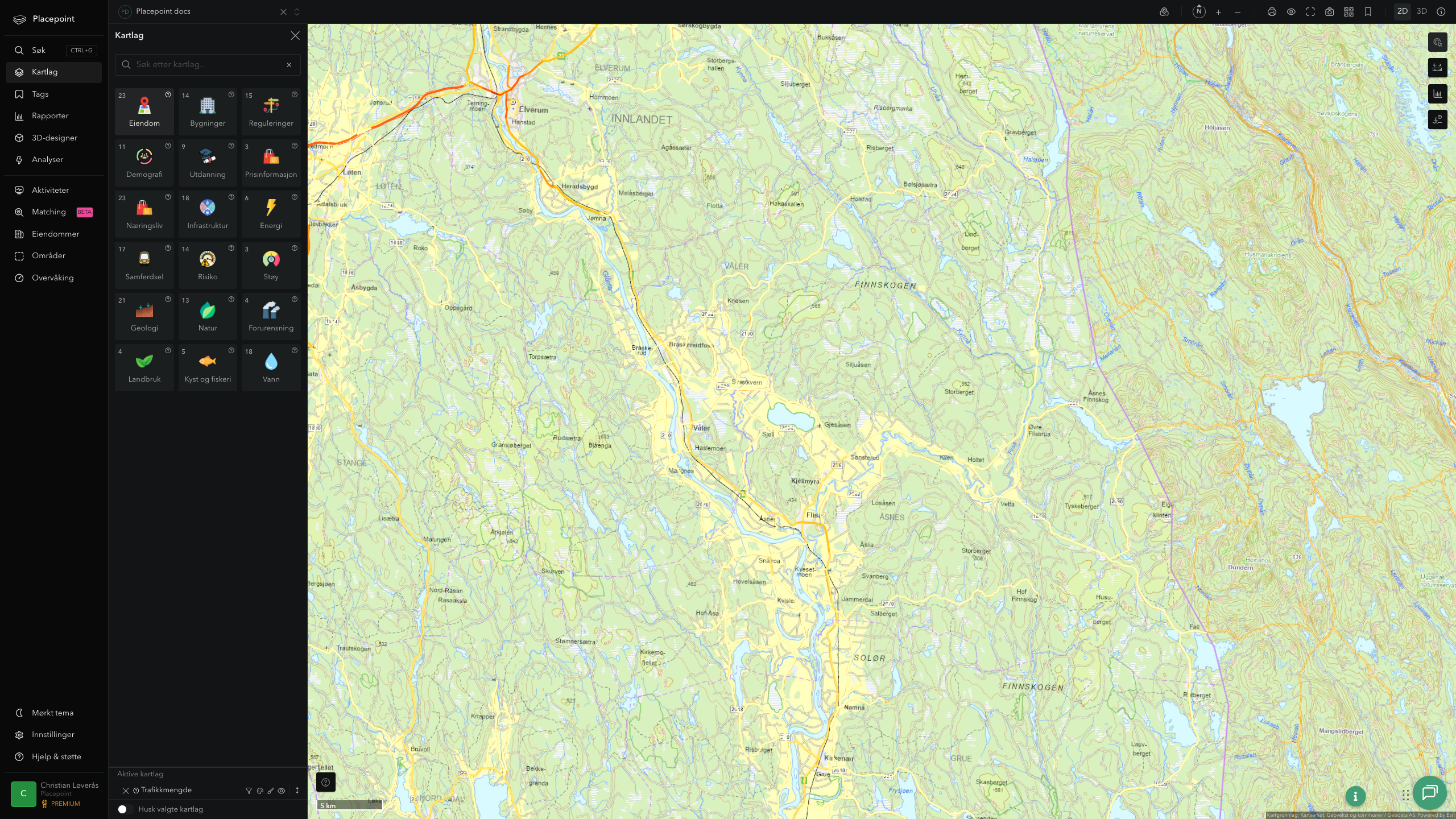 Åsnes - trafikkmengde (ÅDT)