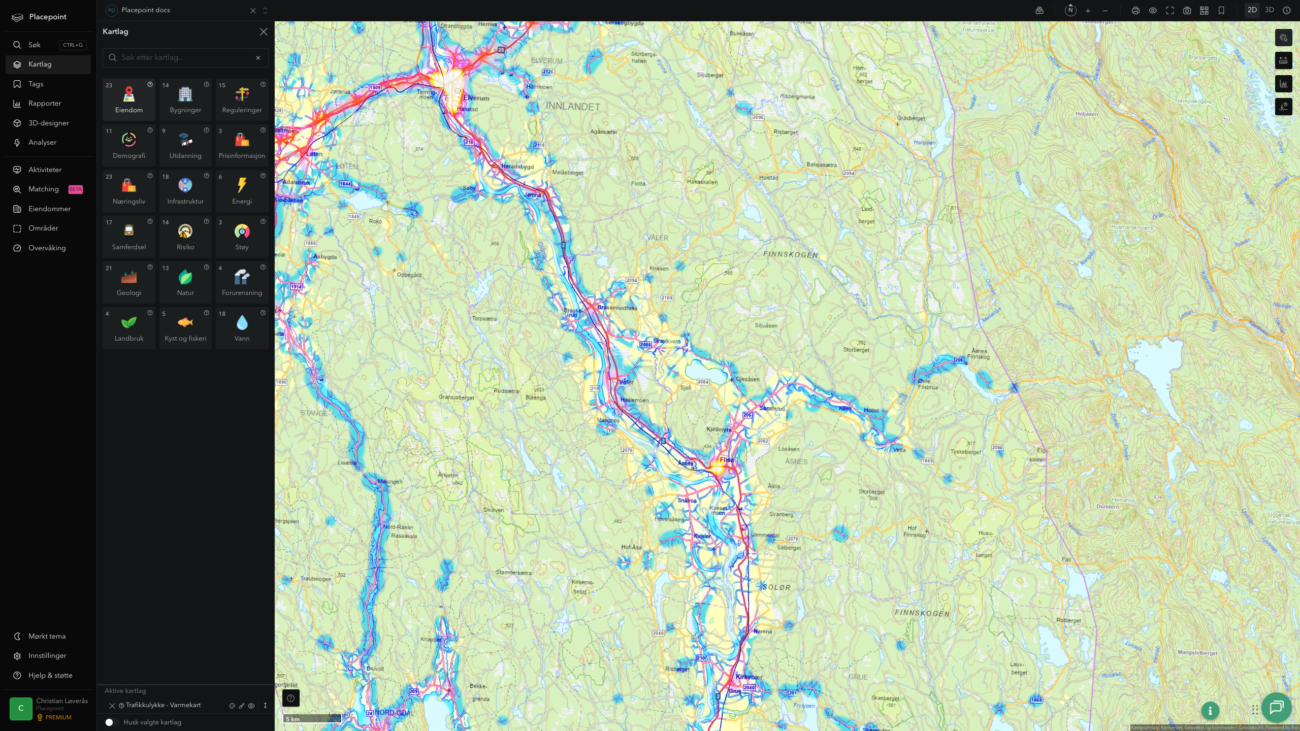 Åsnes - trafikkulykker (varmekart)