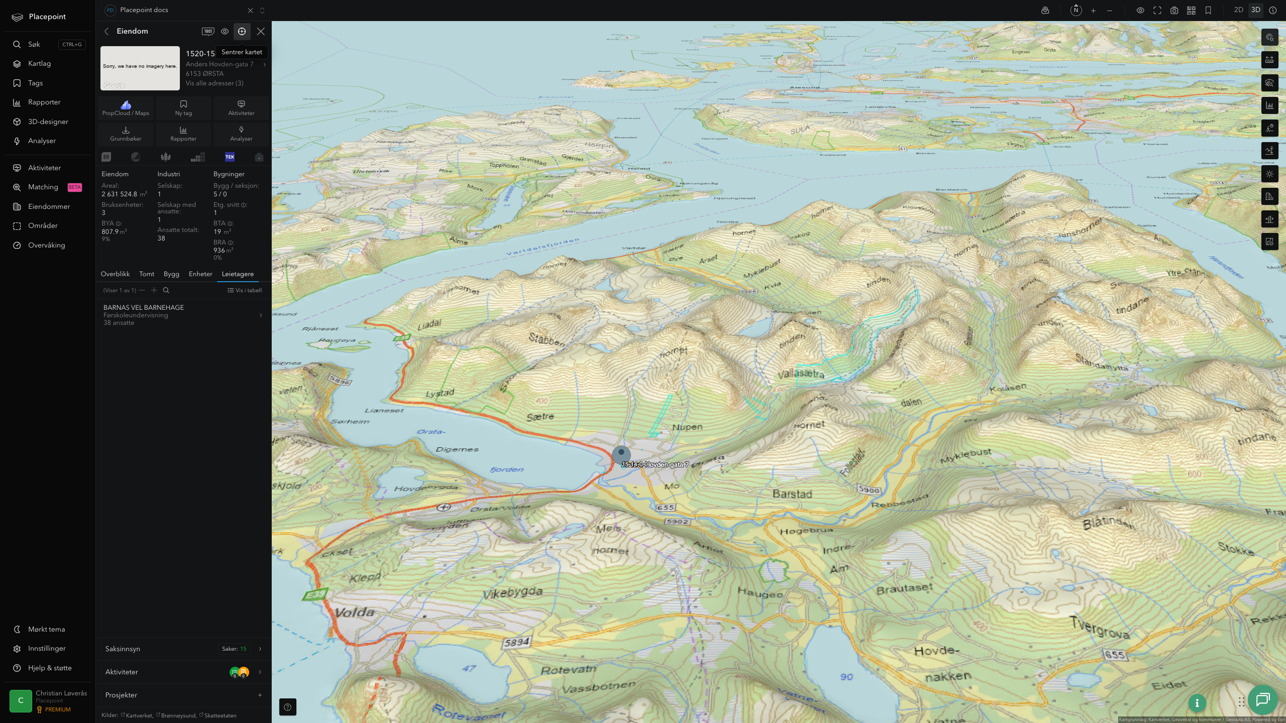 Et av kommunens bygg i 3D