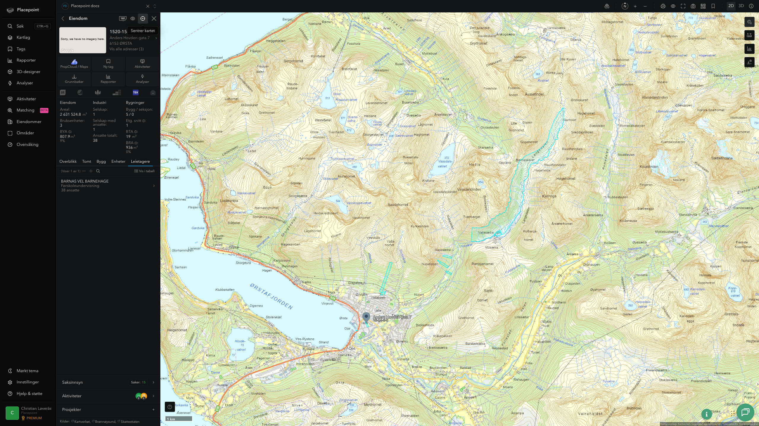 Eiendomspanel for en av Ørsta kommunes eiendommer