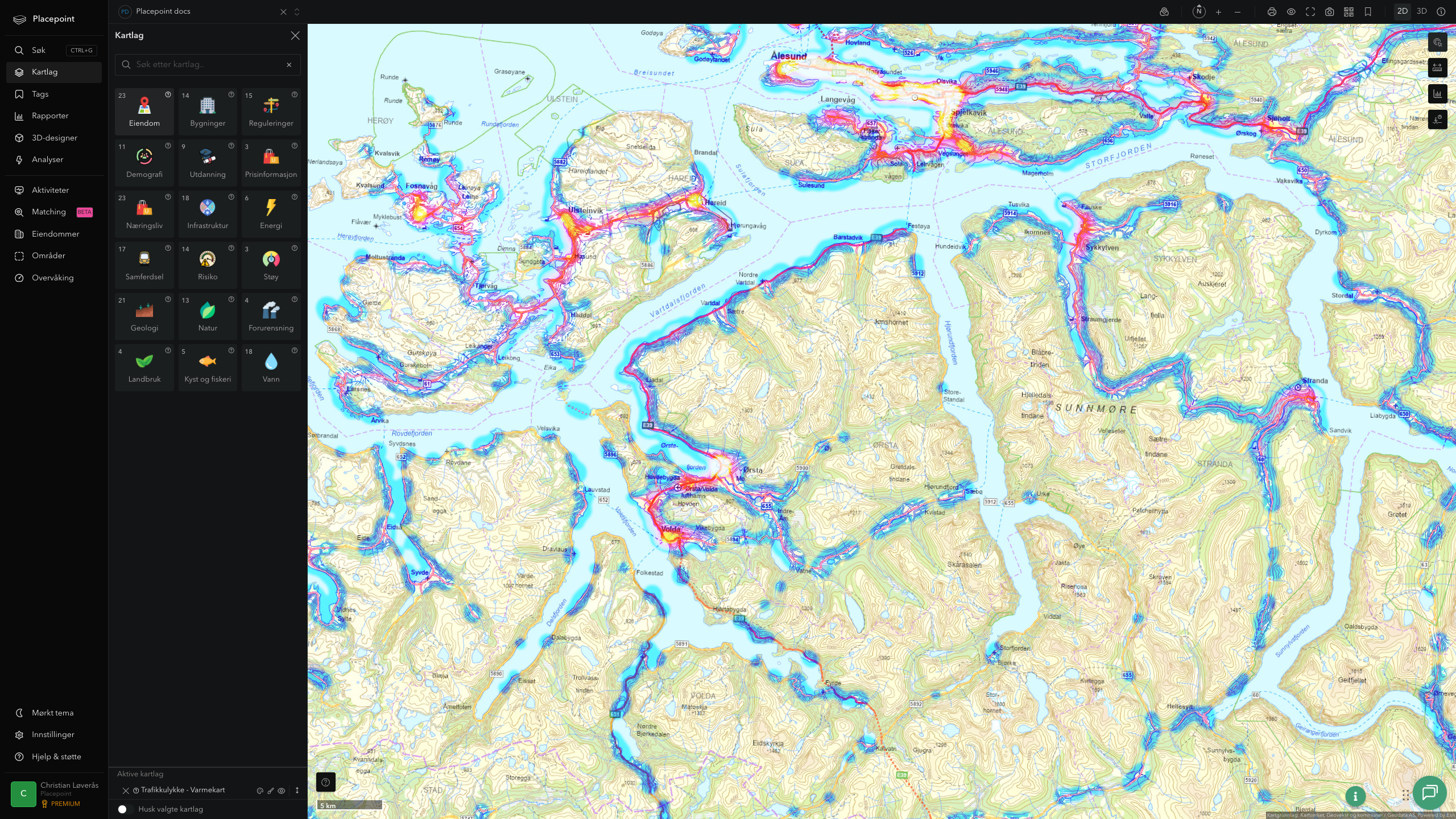 Ørsta - trafikkulykker (varmekart)