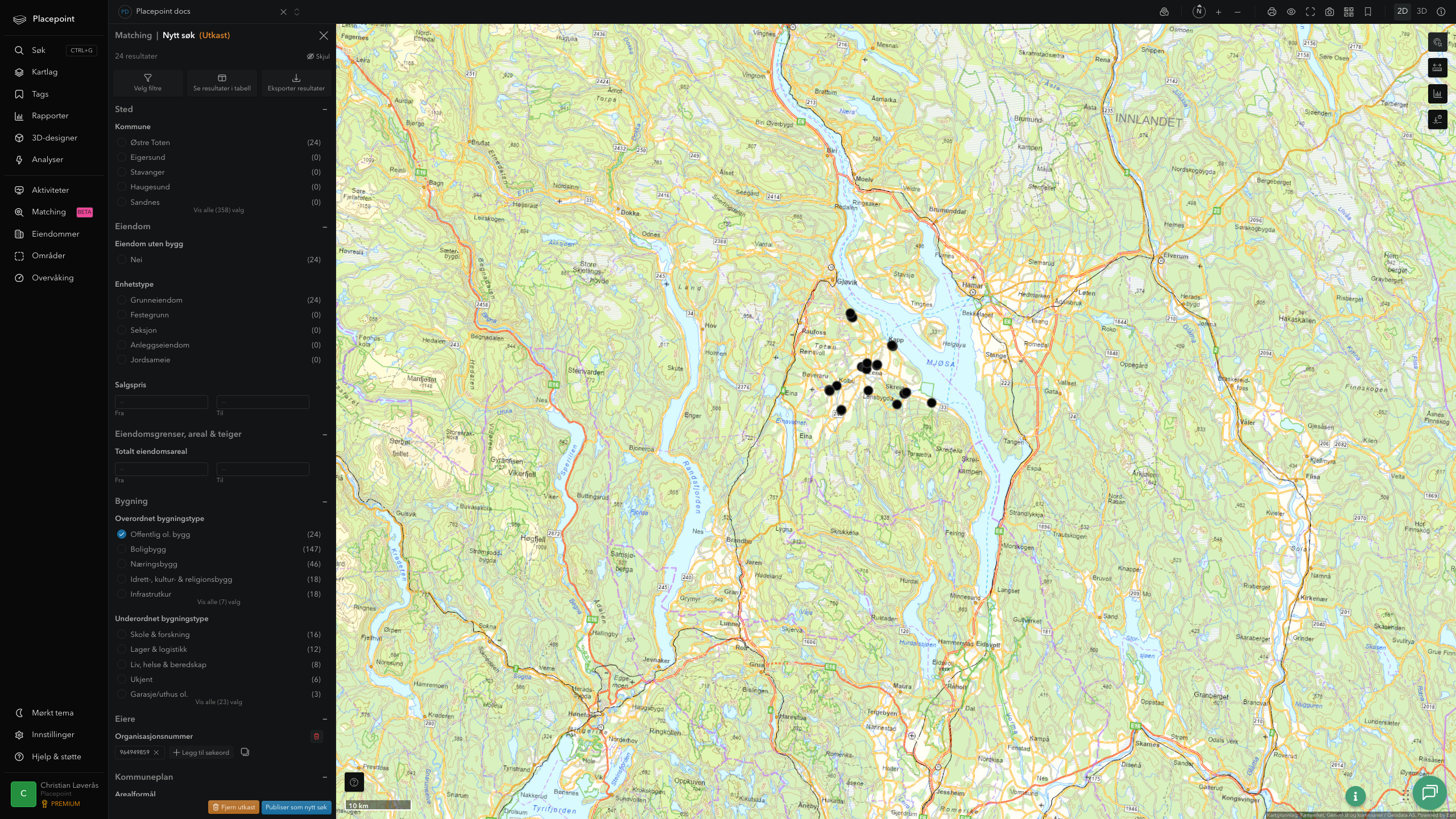 Matching-resultat for Østre Toten kommune