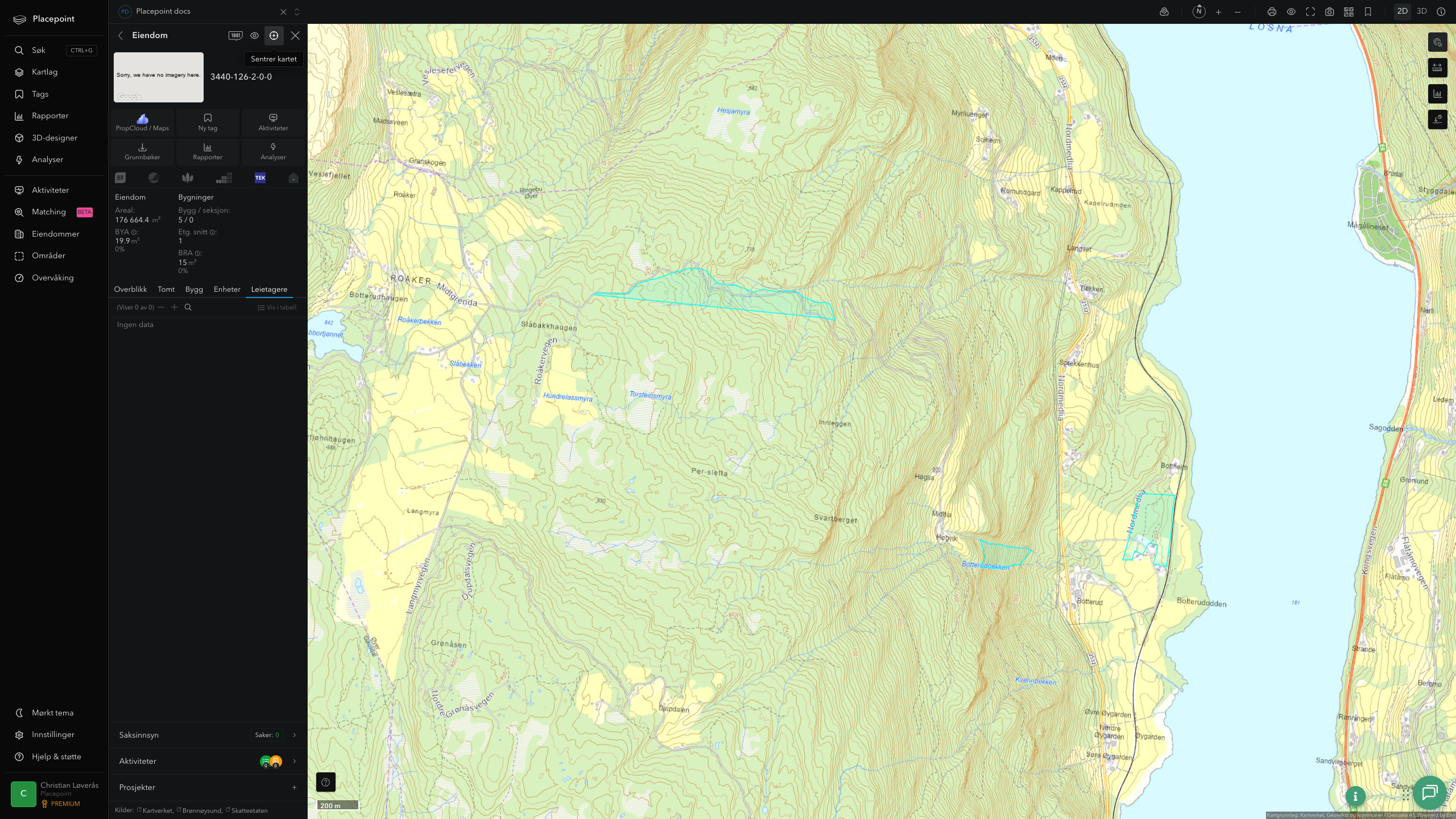 Eiendomspanel for en av Øyer kommunes eiendommer