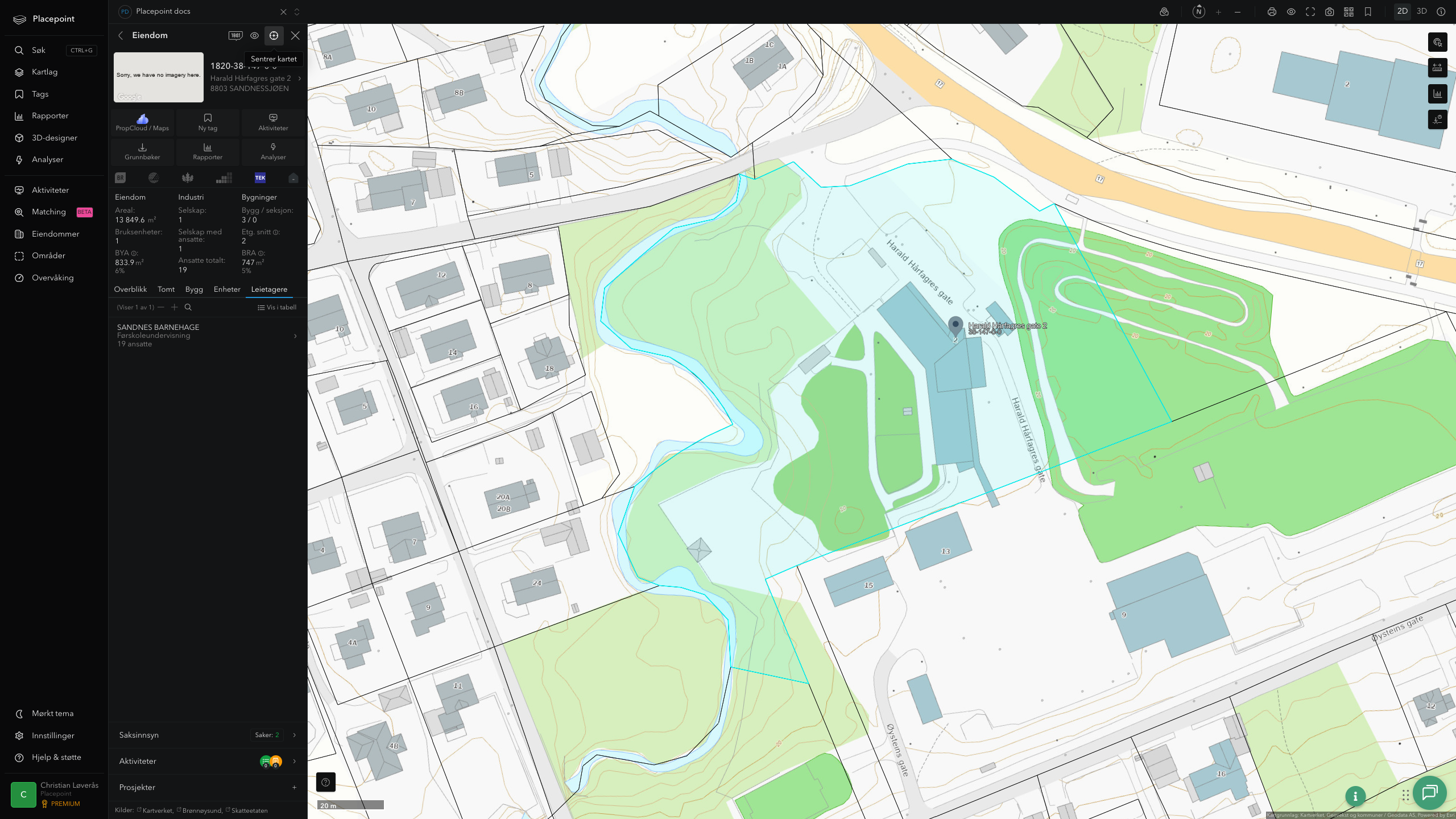 Eiendomspanel for en av Alstahaug kommunes eiendommer