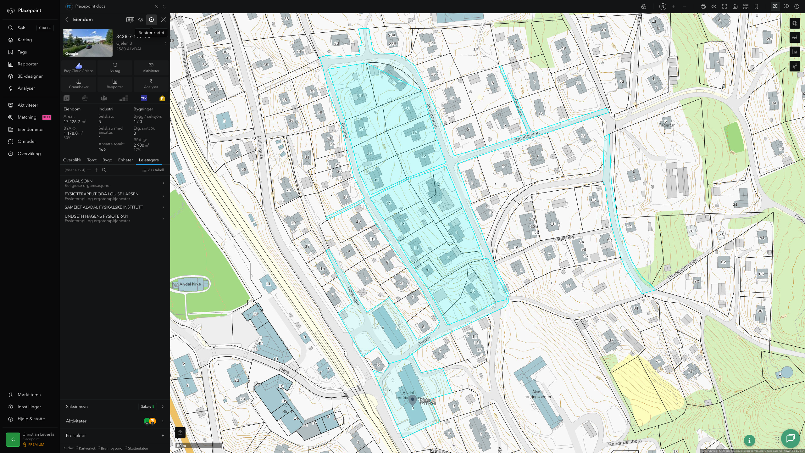 Eiendomspanel for en av Alvdal kommunes eiendommer