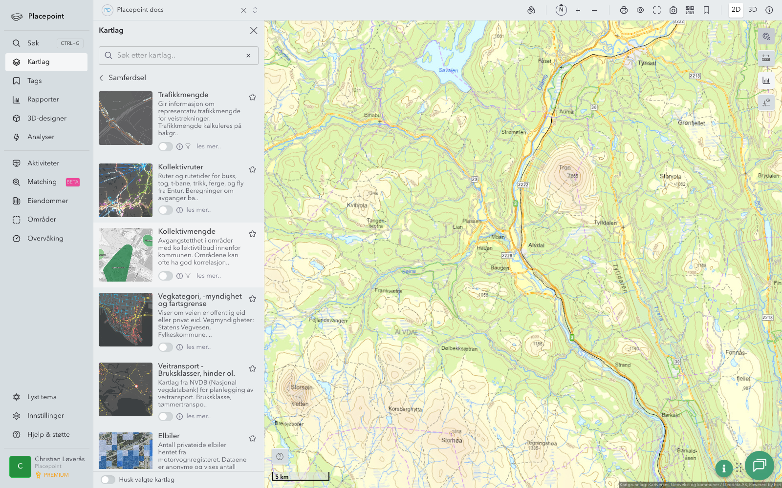 Alvdal - trafikkmengde (ÅDT)