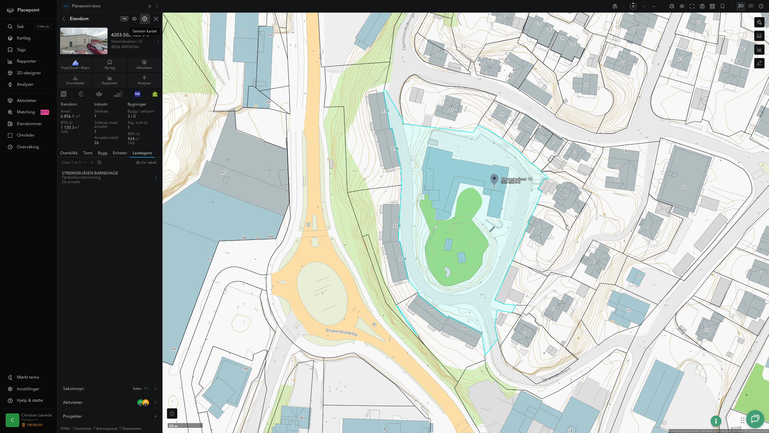 Eiendomspanel for en av Arendal kommunes eiendommer