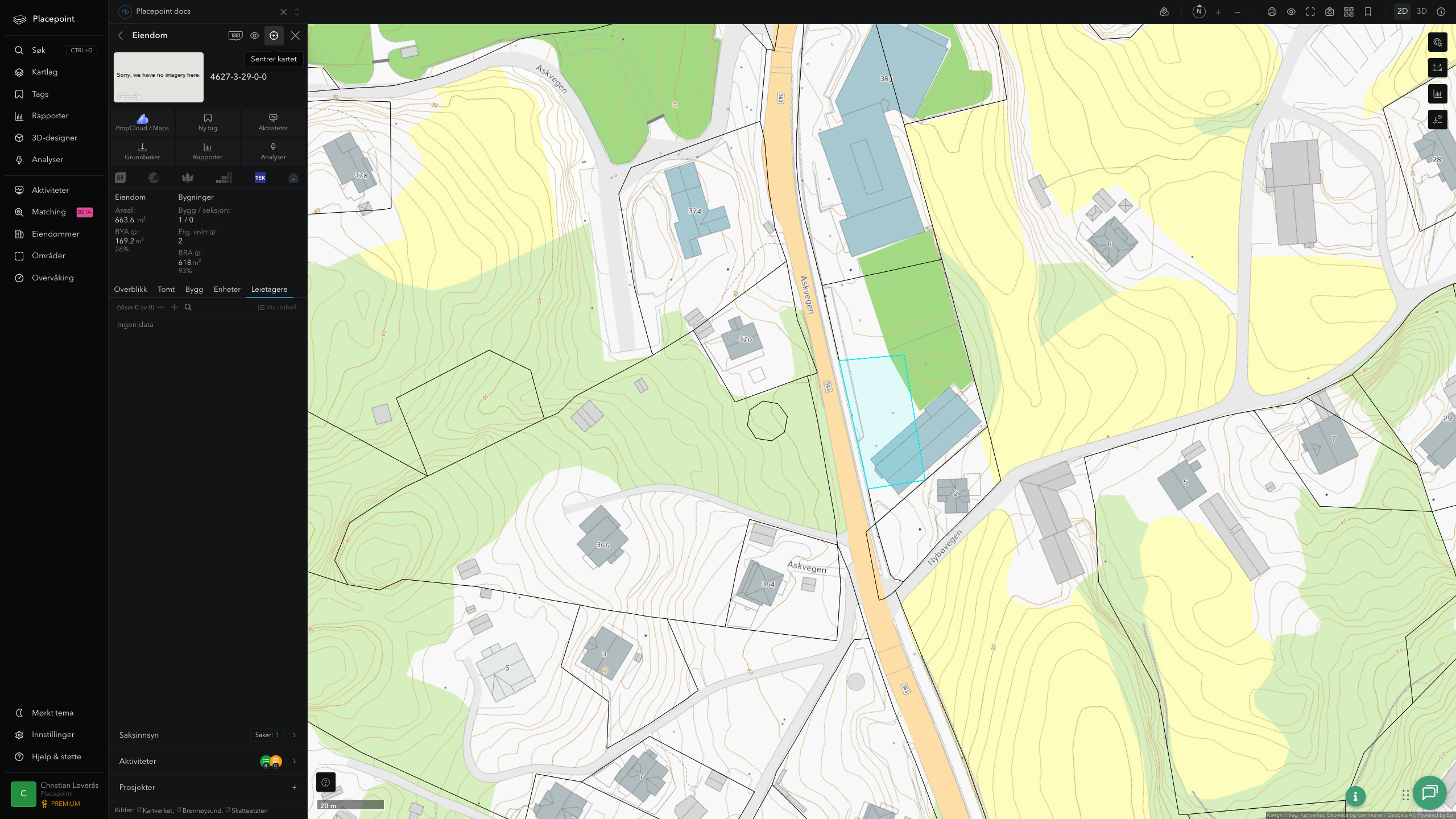 Eiendomspanel for en av Askøy kommunes eiendommer