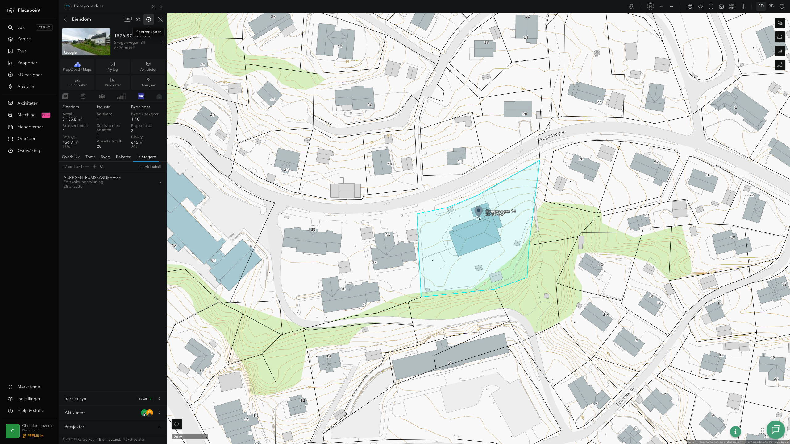 Eiendomspanel for en av Aure kommunes eiendommer