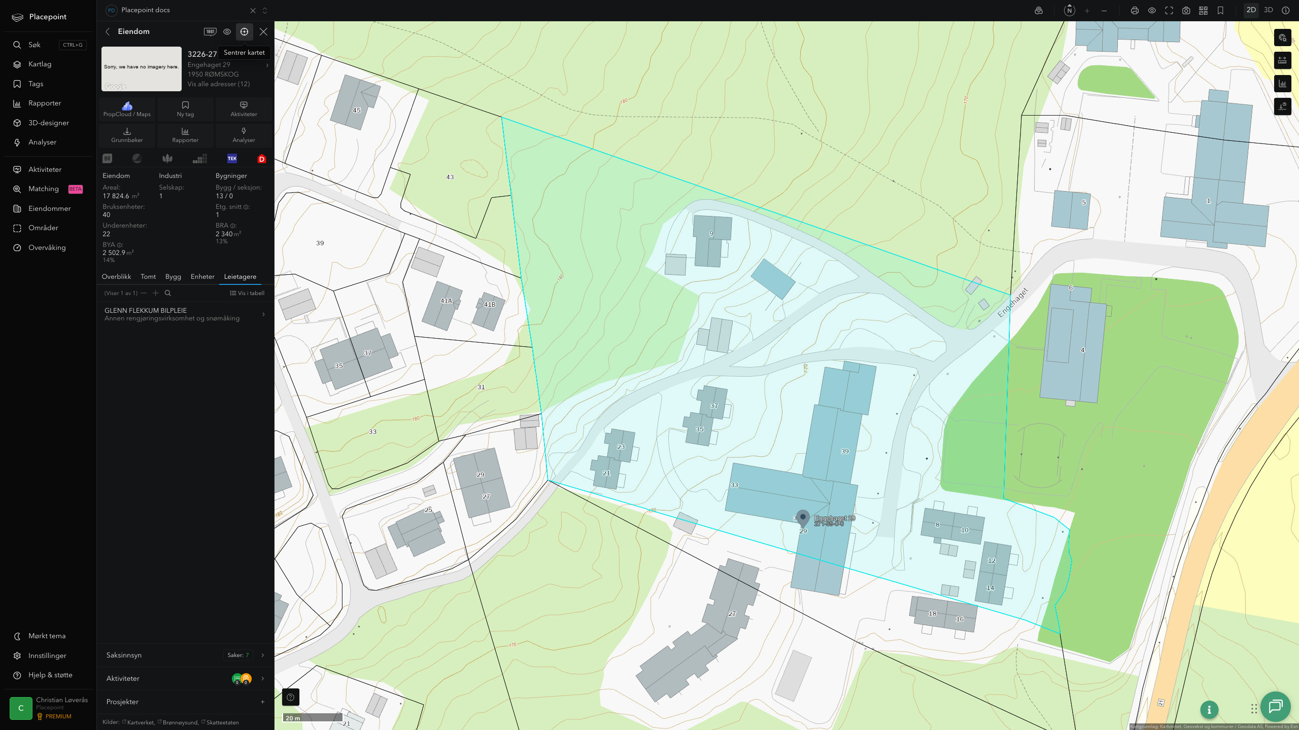 Eiendomspanel for en av Aurskog-Høland kommunes eiendommer