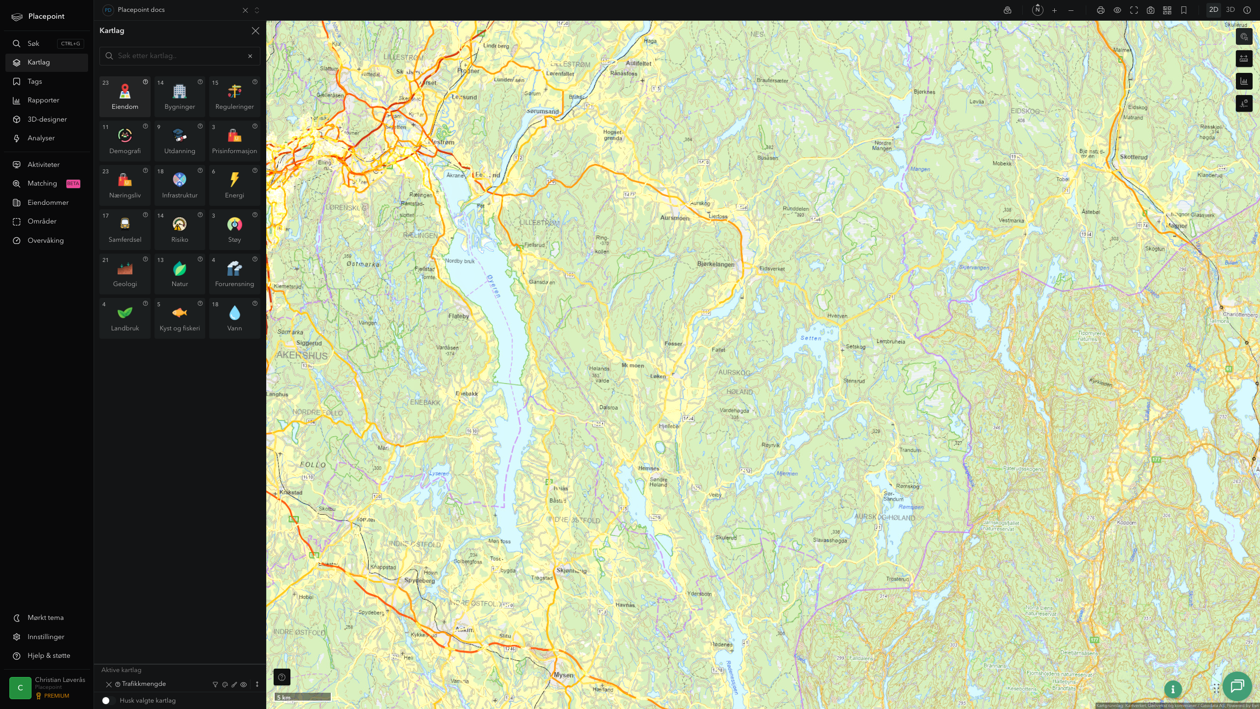Aurskog-Høland - trafikkmengde (ÅDT)