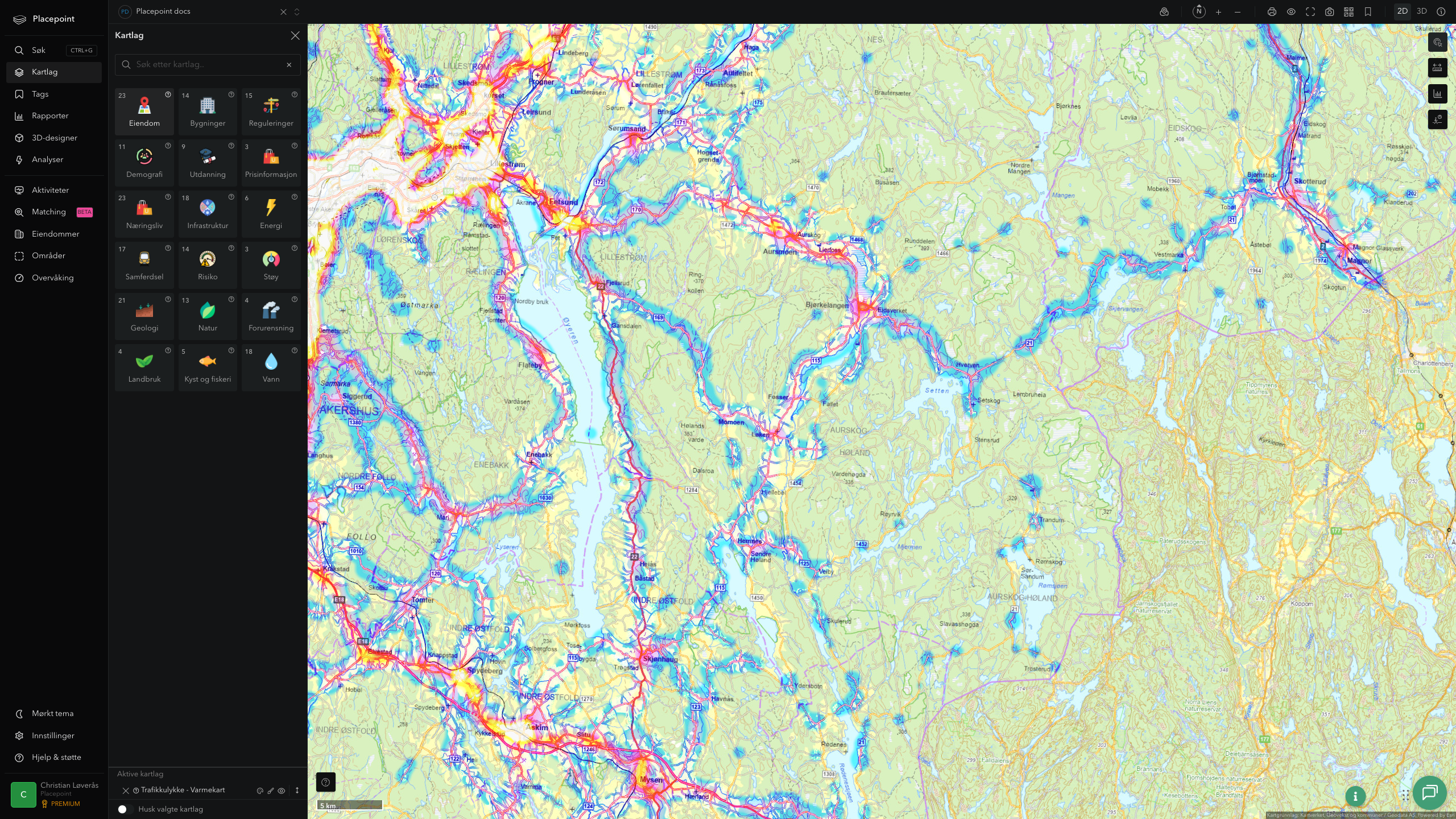 Aurskog-Høland - trafikkulykker (varmekart)