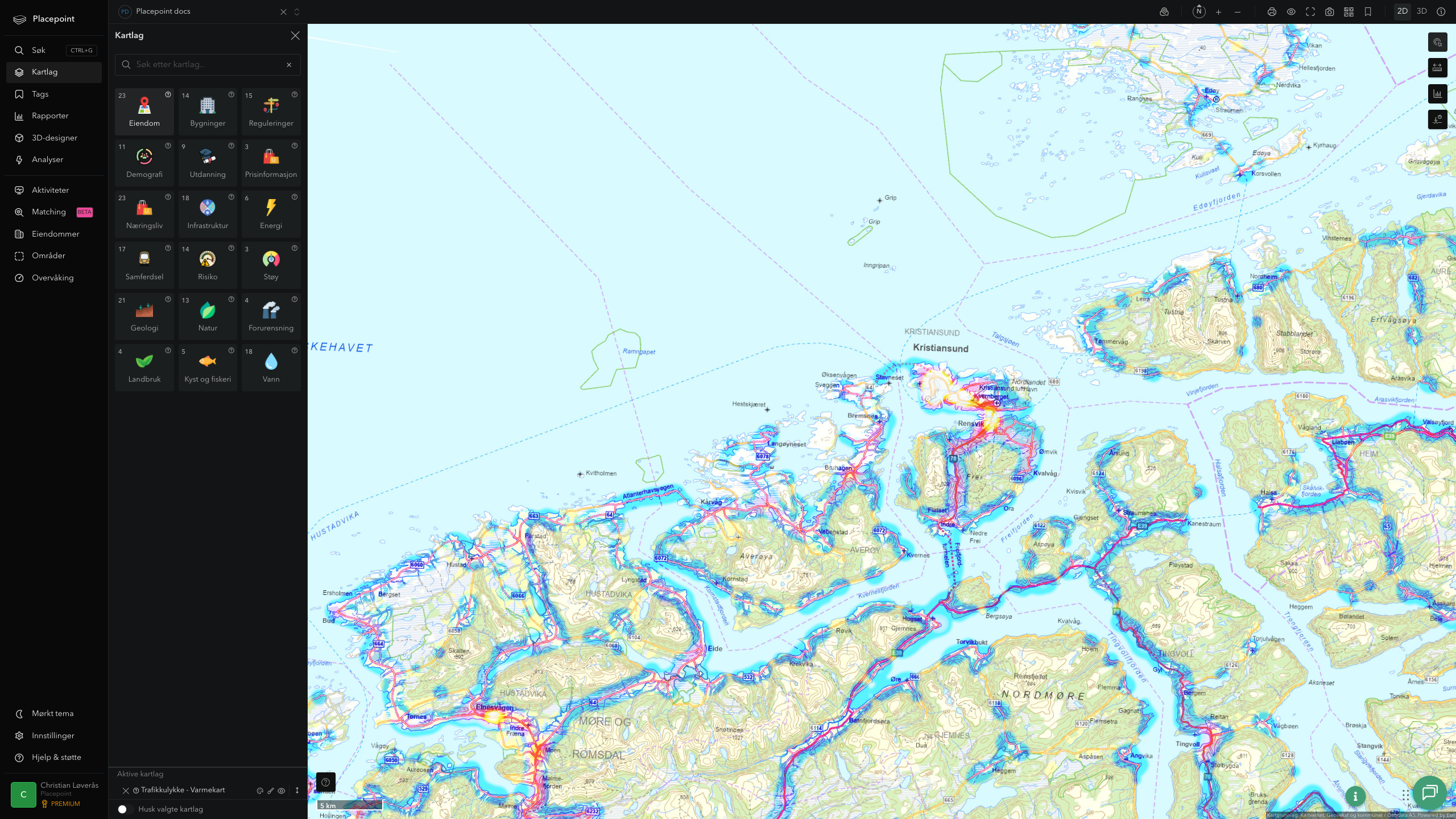 Averøy - trafikkulykker (varmekart)
