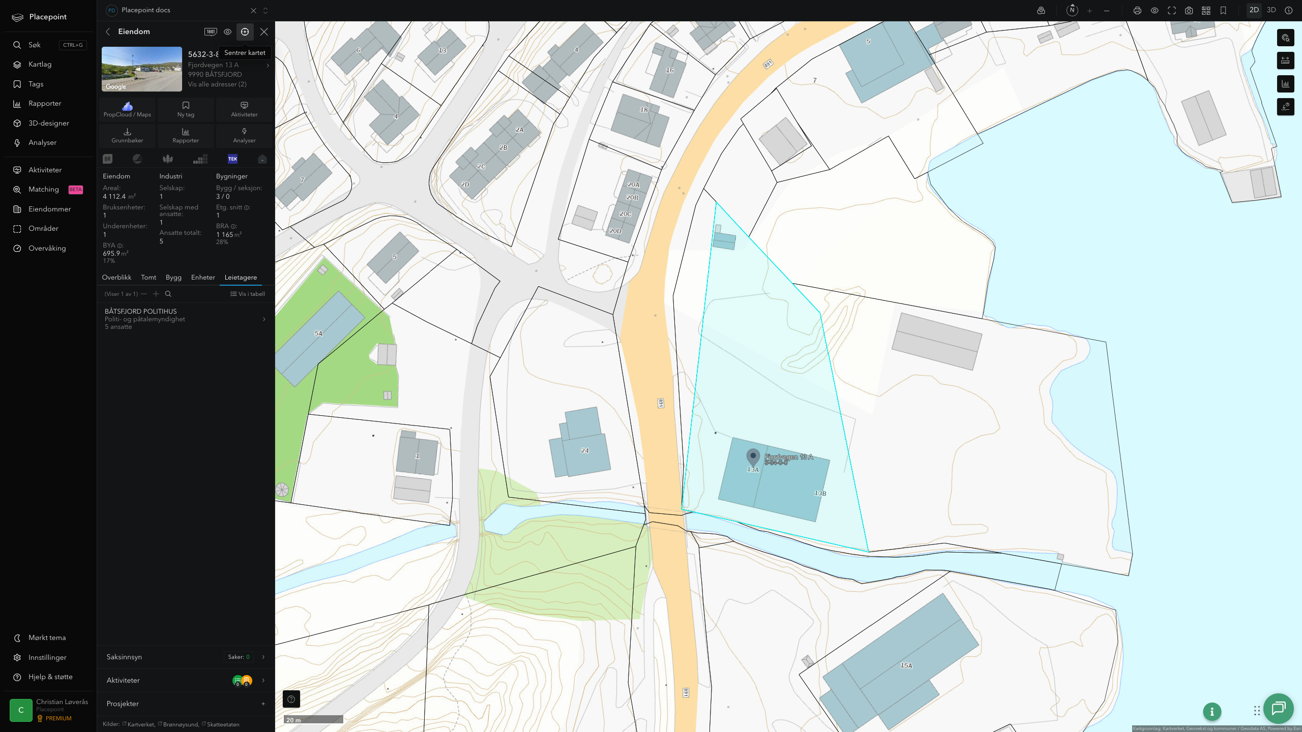 Eiendomspanel for en av Båtsfjord kommunes eiendommer