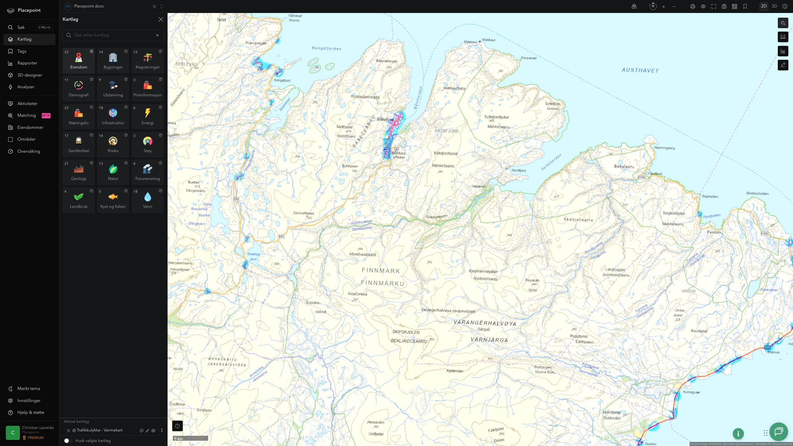 Båtsfjord - trafikkulykker (varmekart)