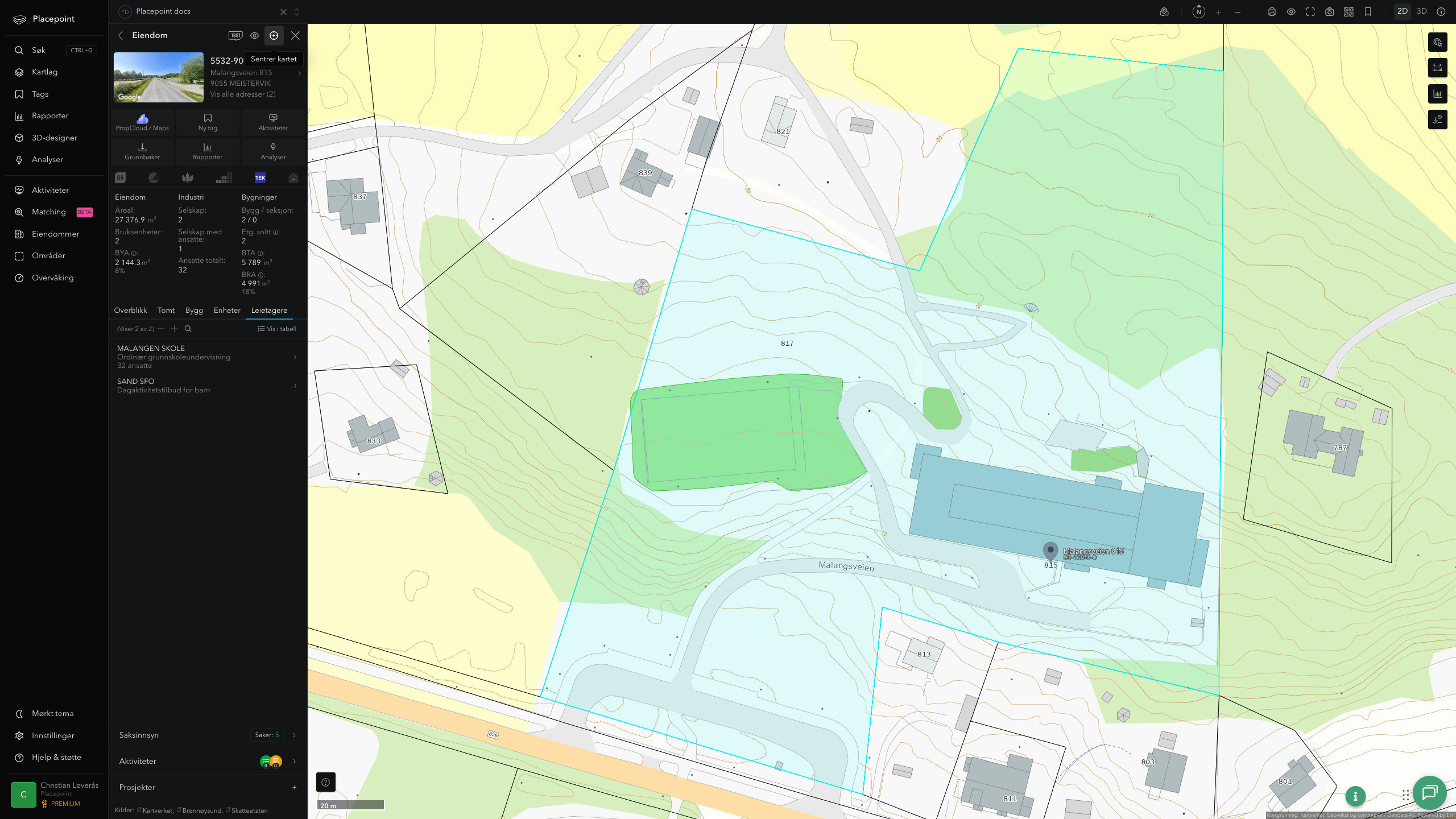 Eiendomspanel for en av Balsfjord kommunes eiendommer